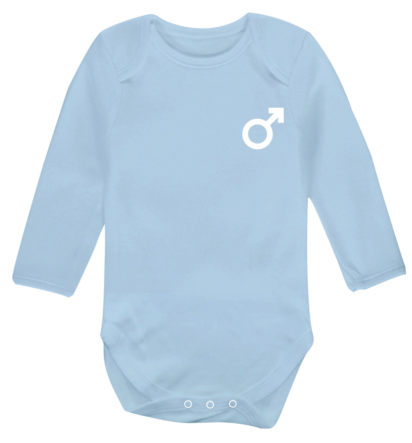 Male symbol pocket Baby Vest long sleeved pale blue 6-12 months