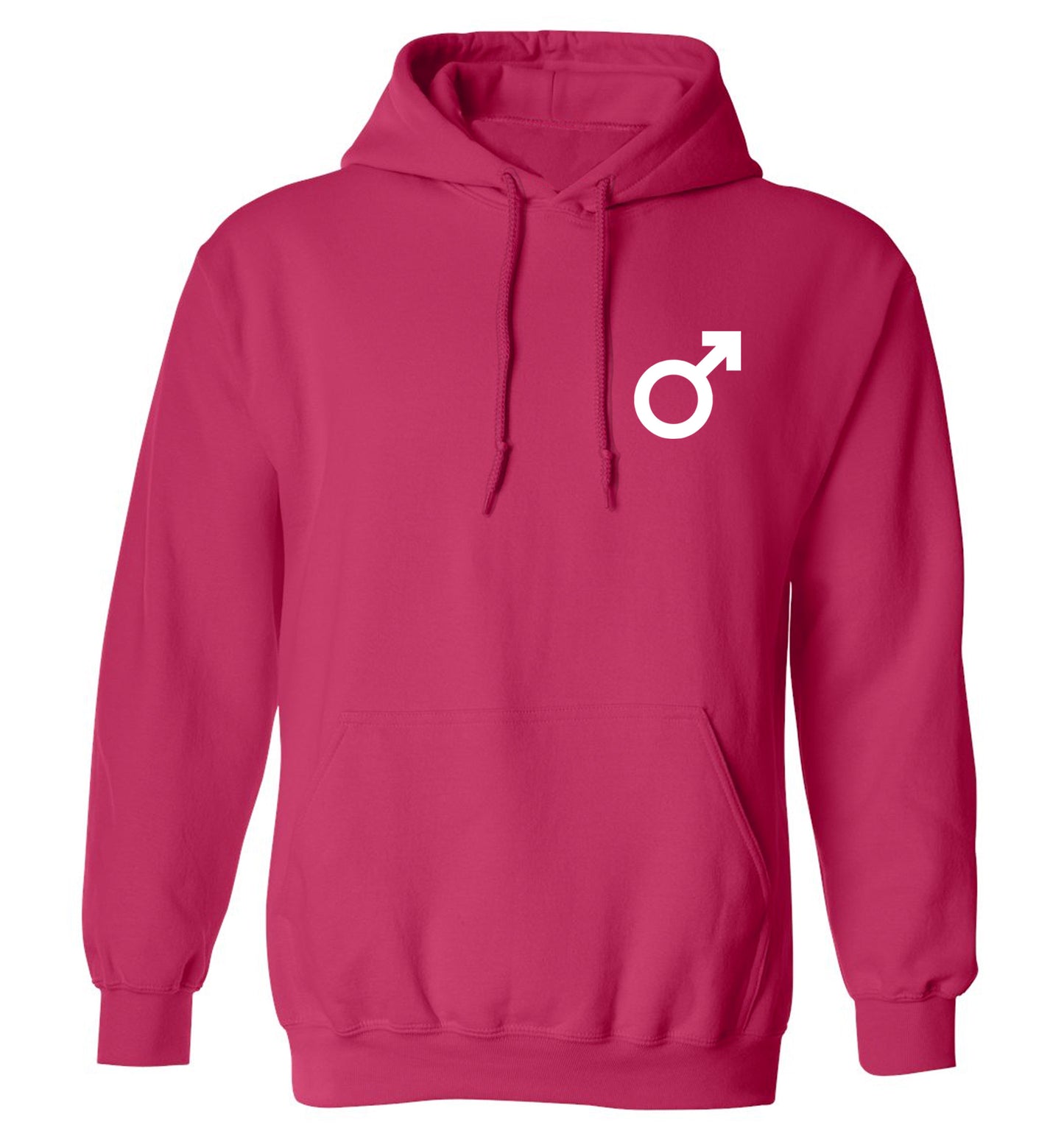 Male symbol pocket adults unisex pink hoodie 2XL