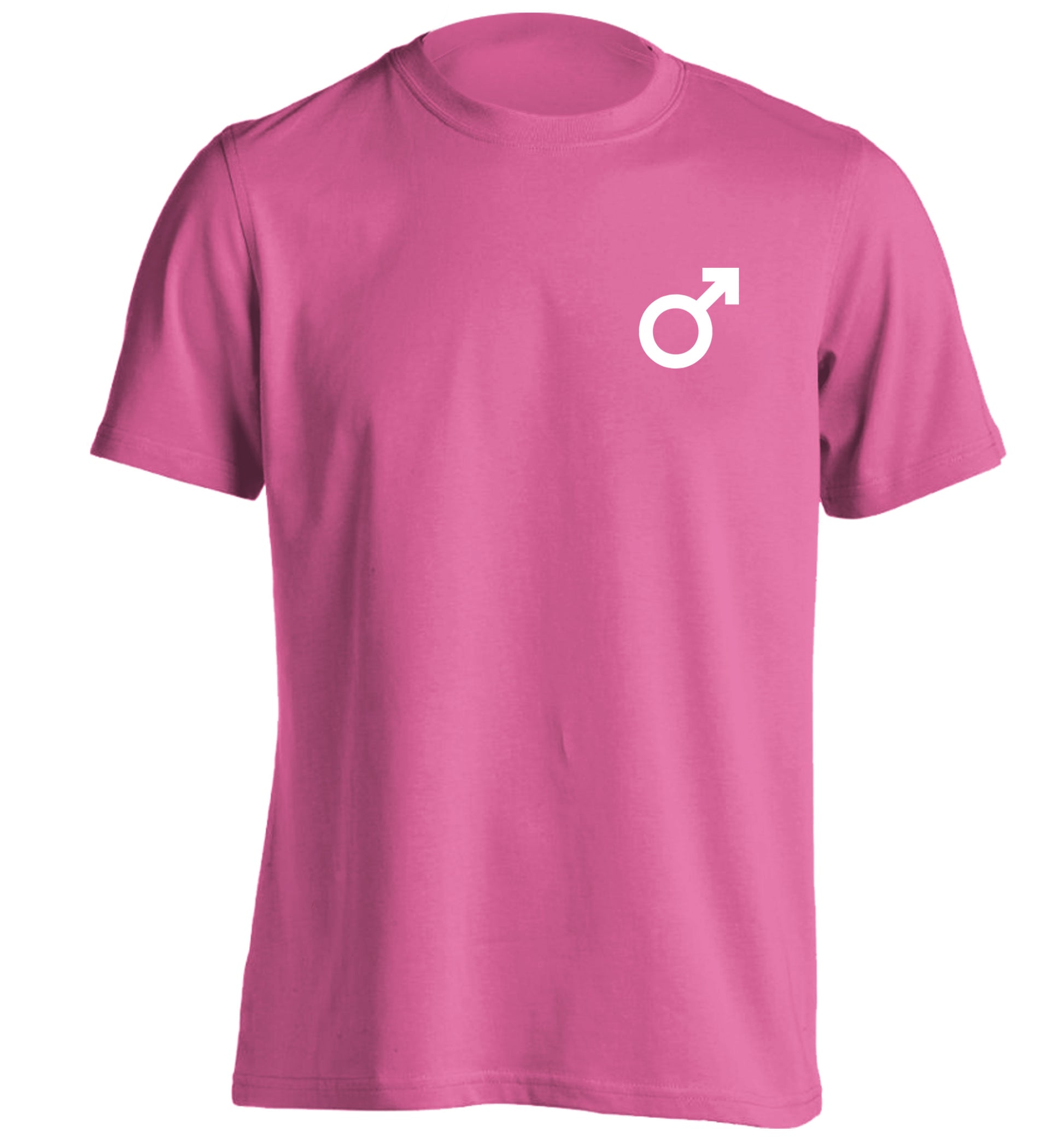 Male symbol pocket adults unisex pink Tshirt 2XL