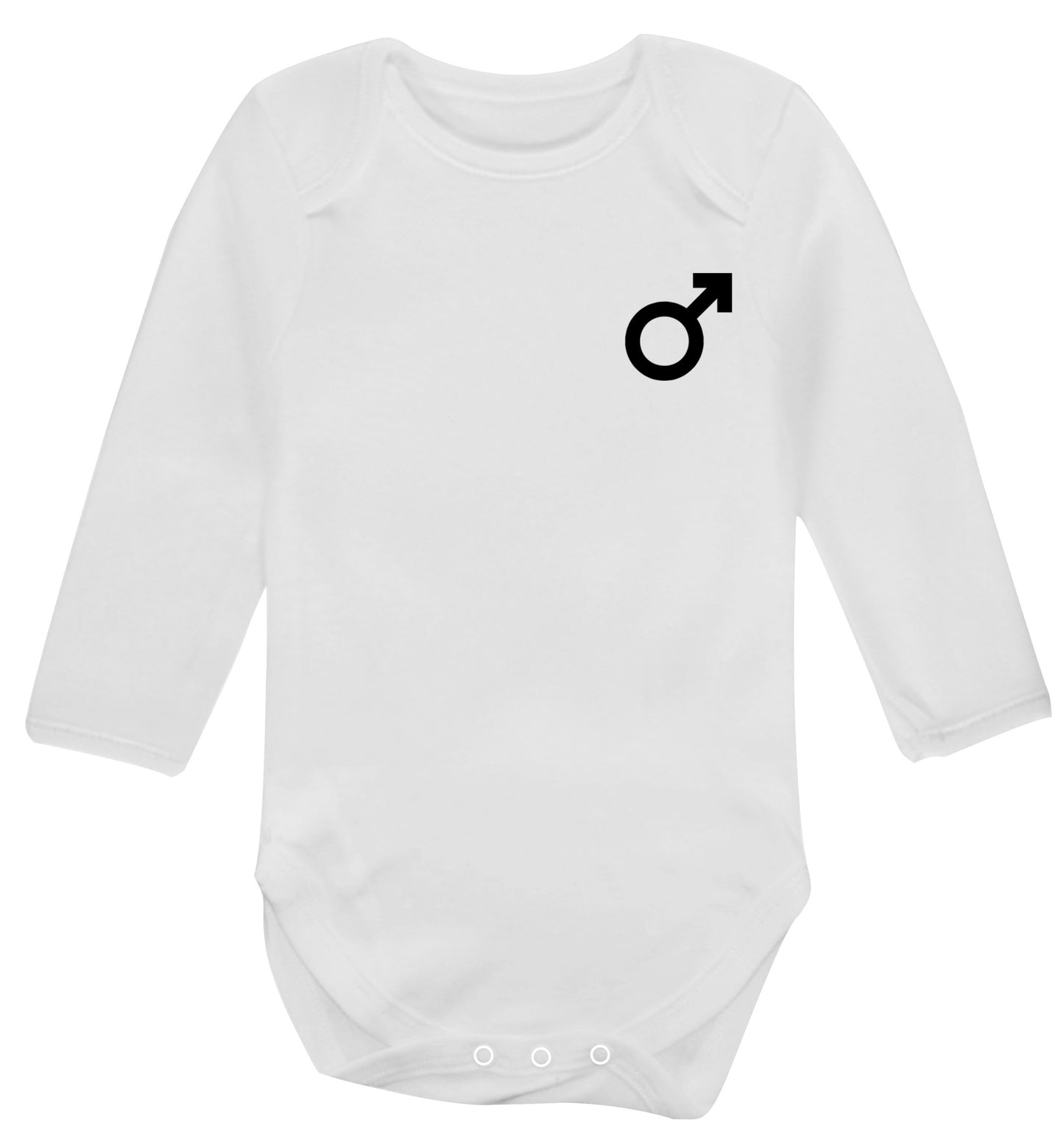 Male symbol pocket Baby Vest long sleeved white 6-12 months