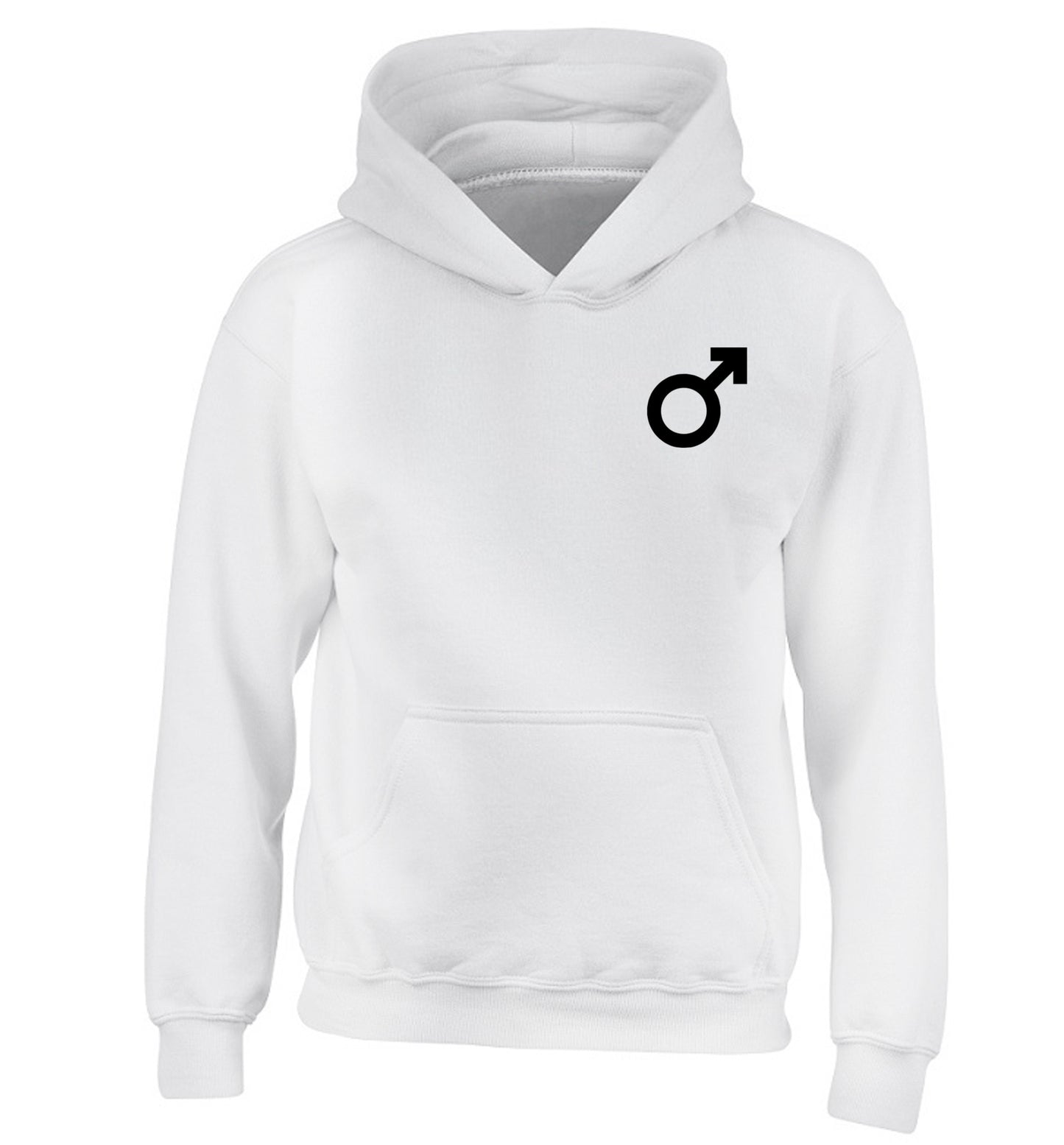 Male symbol pocket children's white hoodie 12-14 Years