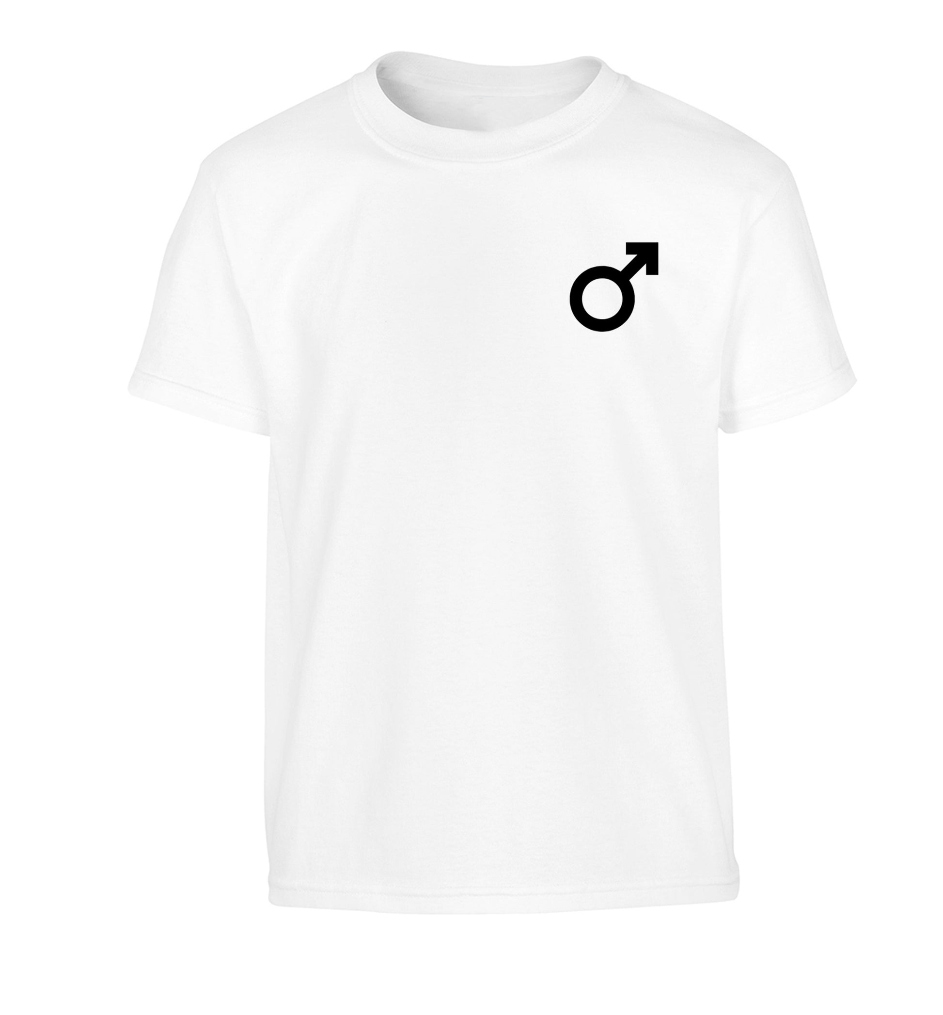Male symbol pocket Children's white Tshirt 12-14 Years