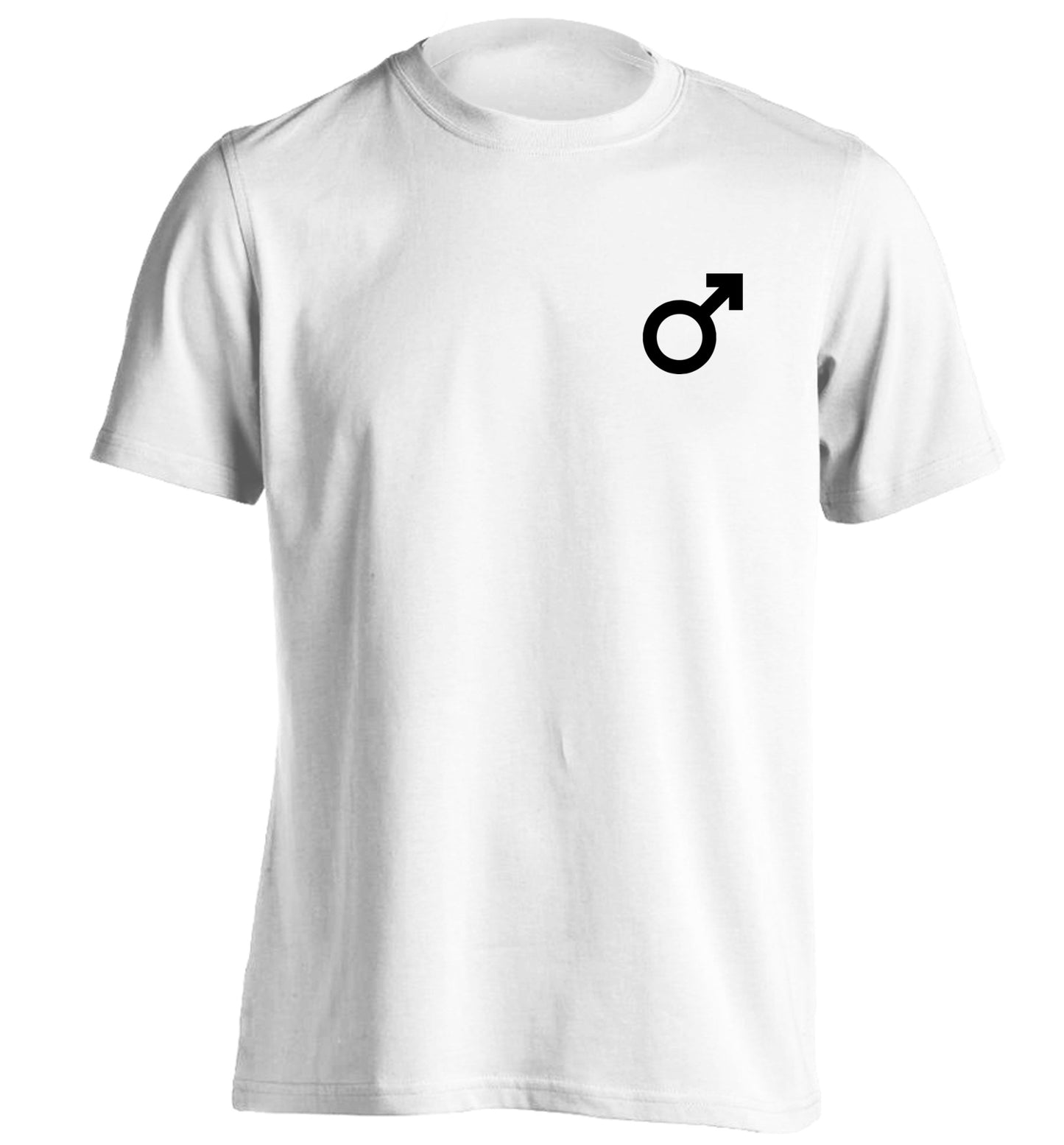 Male symbol pocket adults unisex white Tshirt 2XL