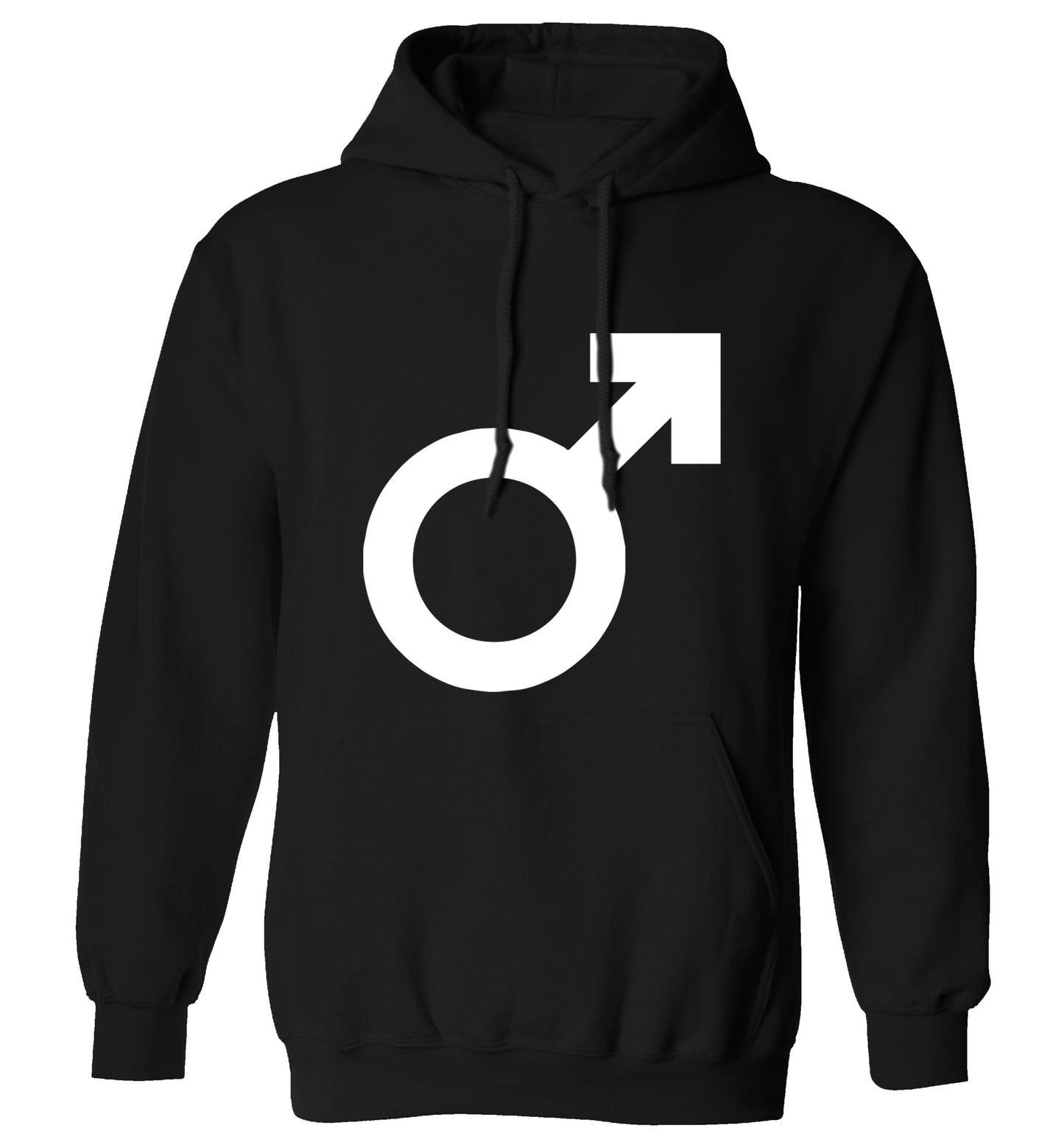 Male symbol large adults unisex black hoodie 2XL