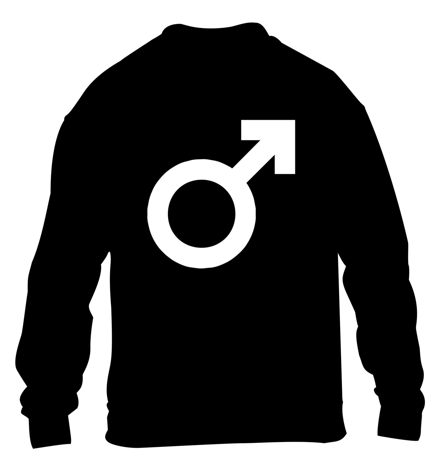 Male symbol large children's black sweater 12-14 Years