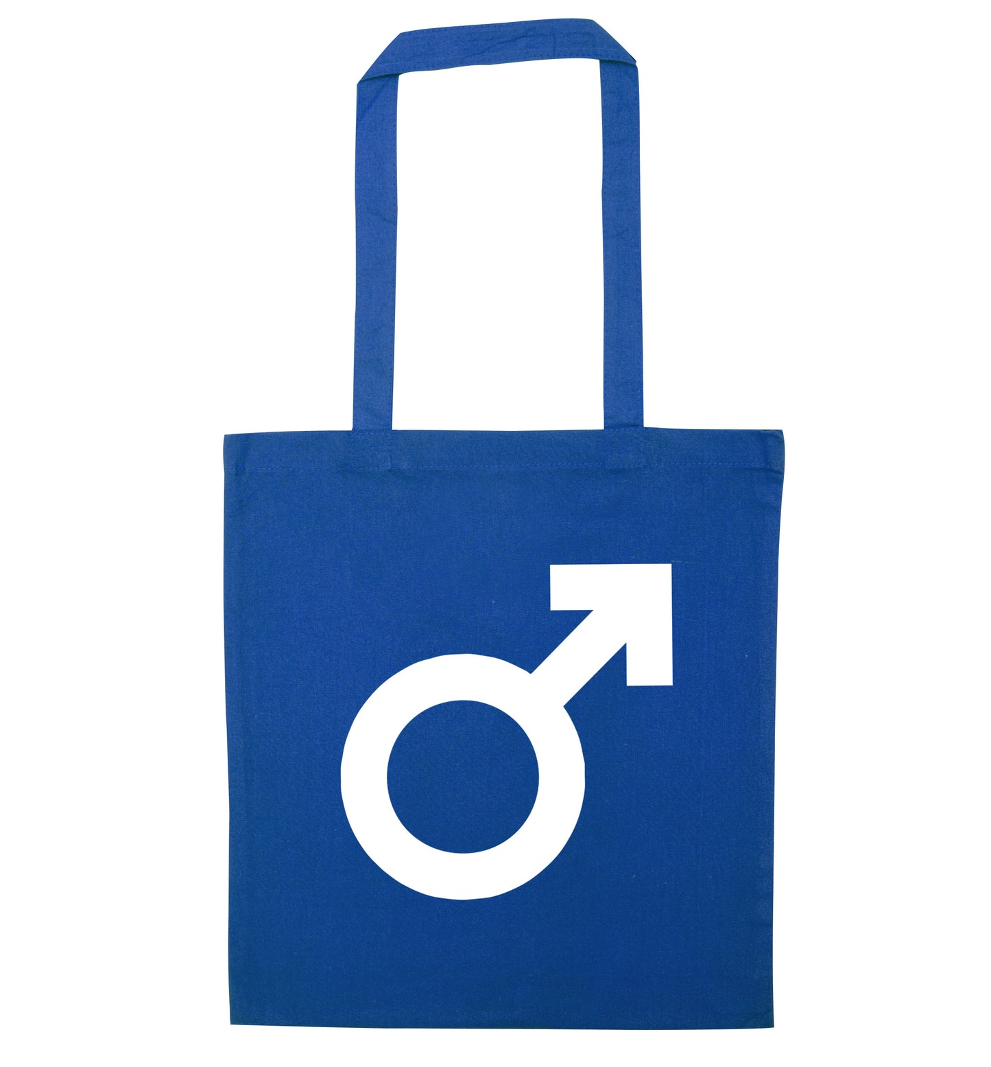 Male symbol large blue tote bag