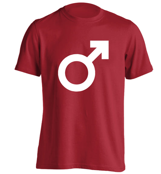 Male symbol large adults unisex red Tshirt 2XL