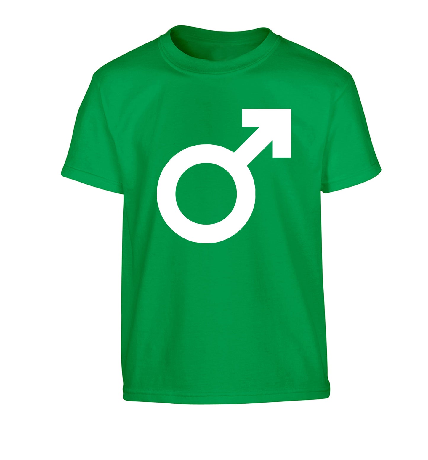 Male symbol large Children's green Tshirt 12-14 Years