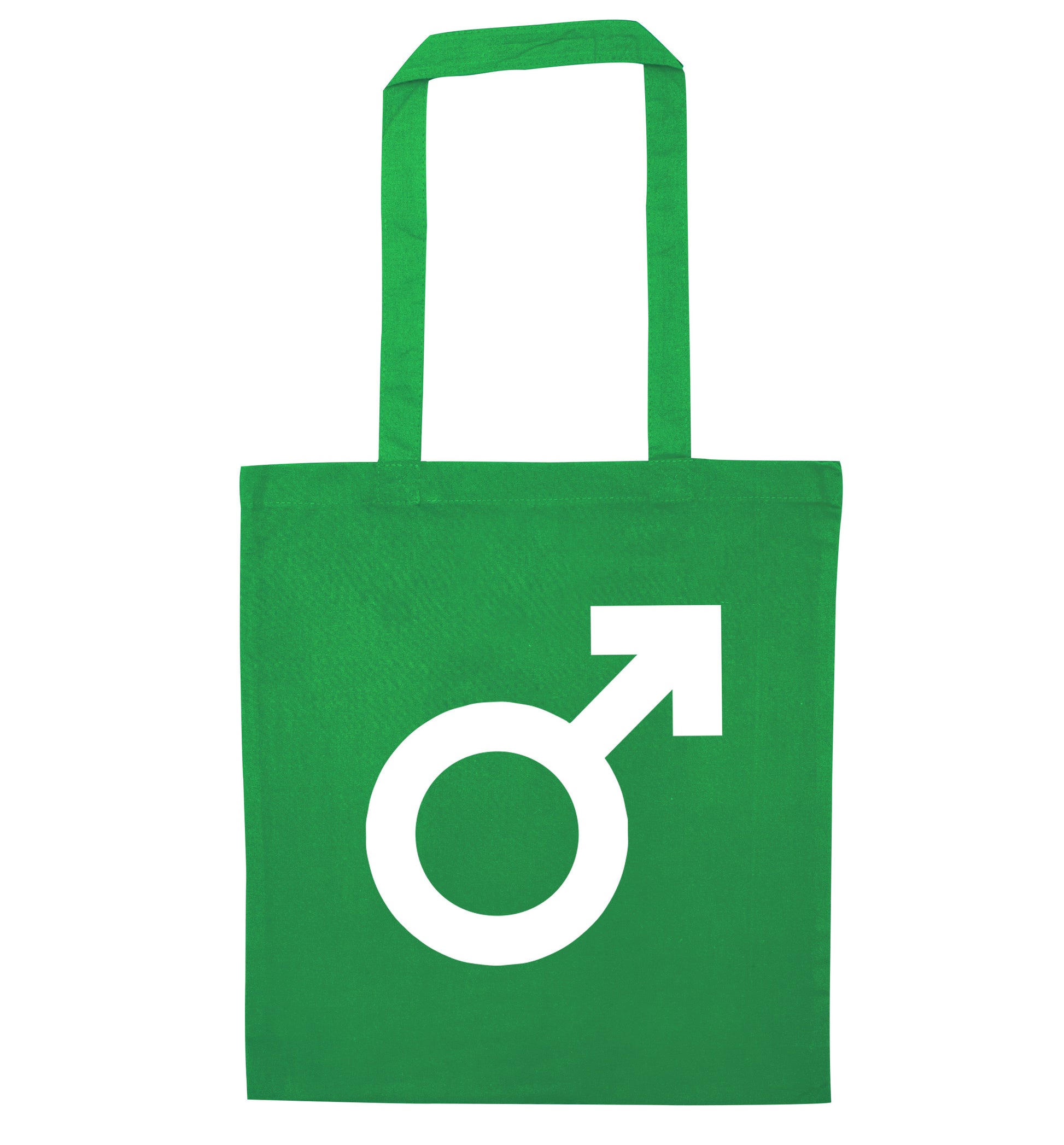 Male symbol large green tote bag