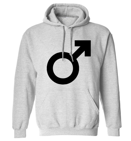 Male symbol large adults unisex grey hoodie 2XL