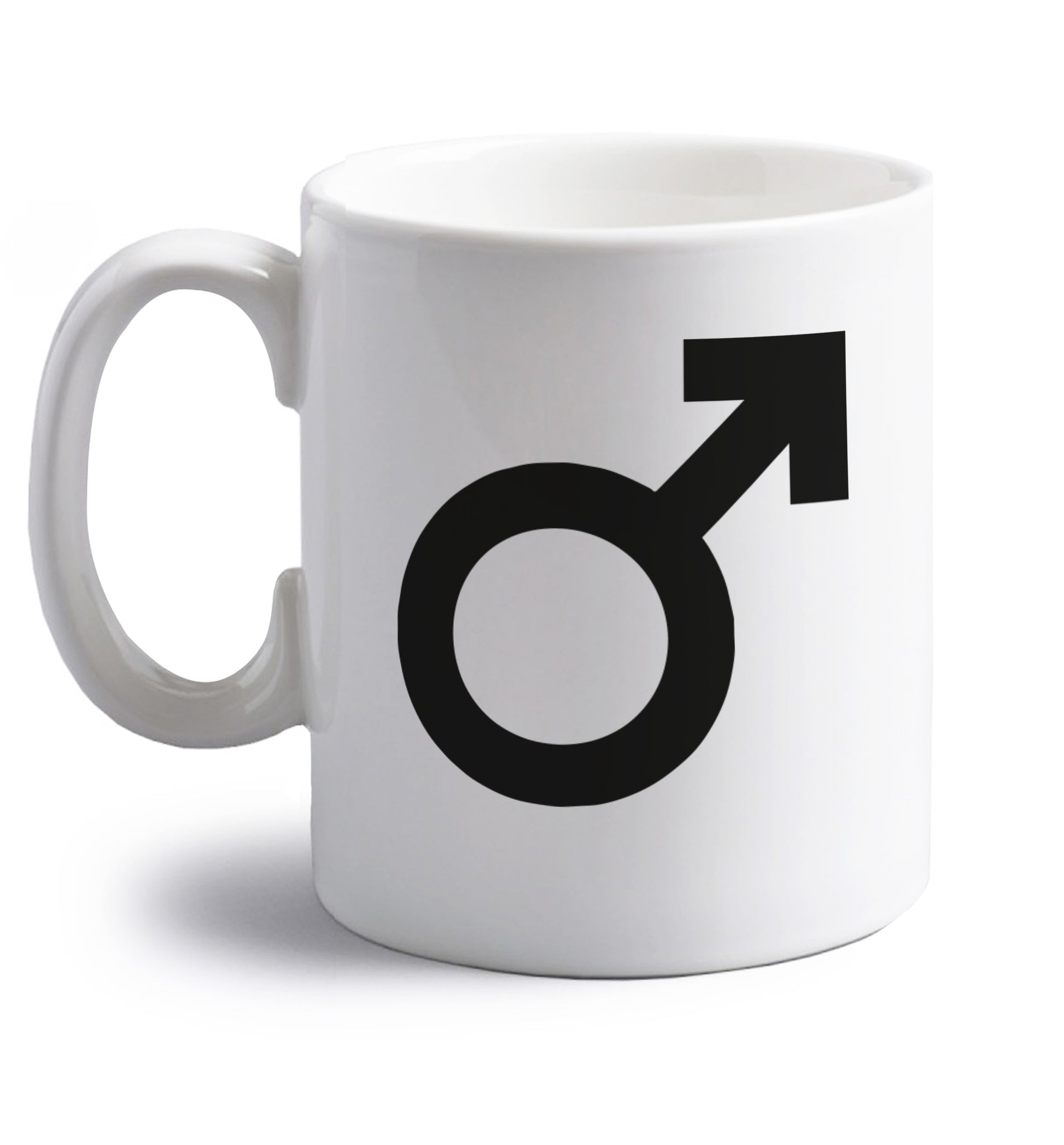 Male symbol large right handed white ceramic mug 