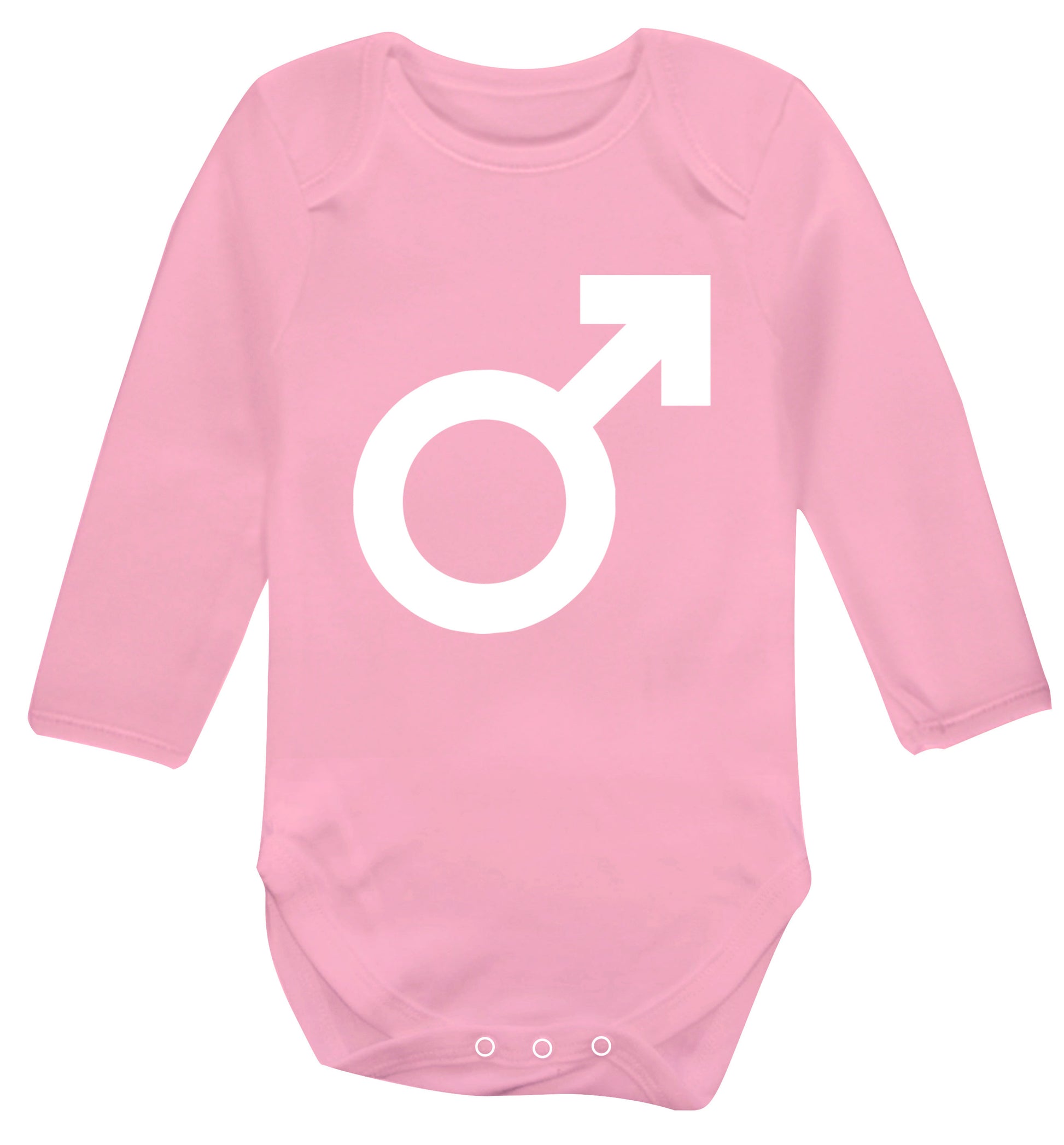 Male symbol large Baby Vest long sleeved pale pink 6-12 months