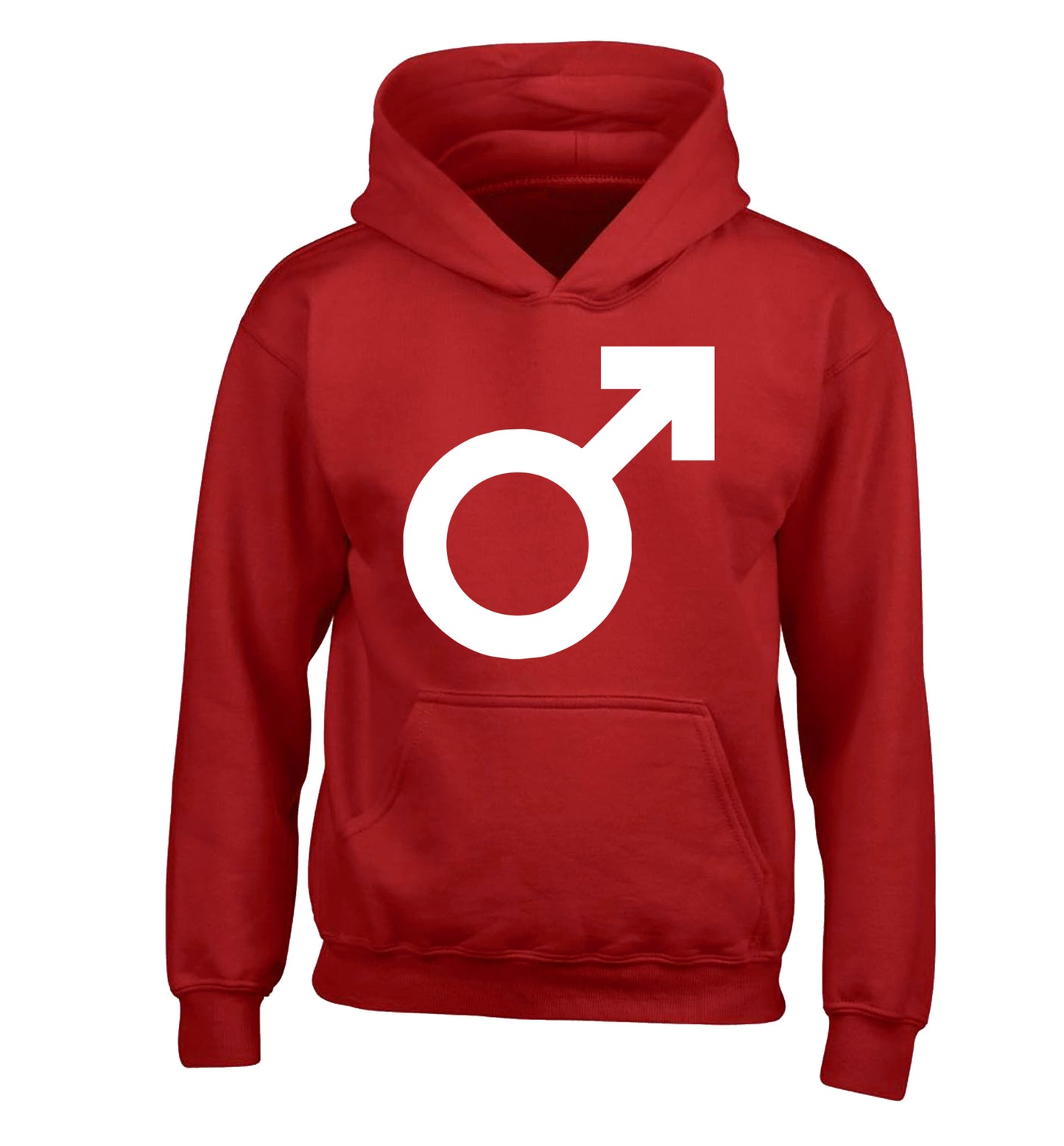 Male symbol large children's red hoodie 12-14 Years
