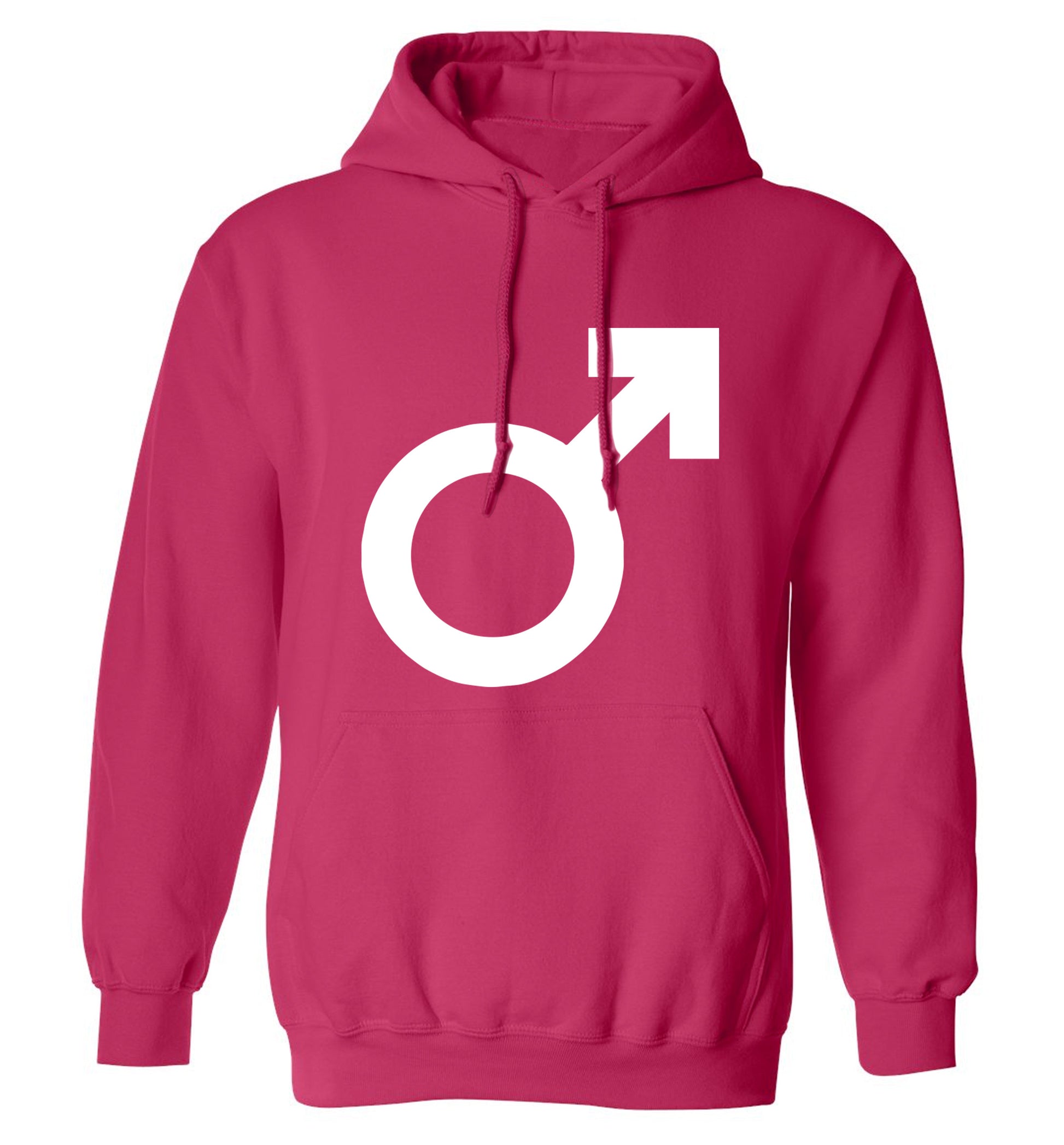 Male symbol large adults unisex pink hoodie 2XL