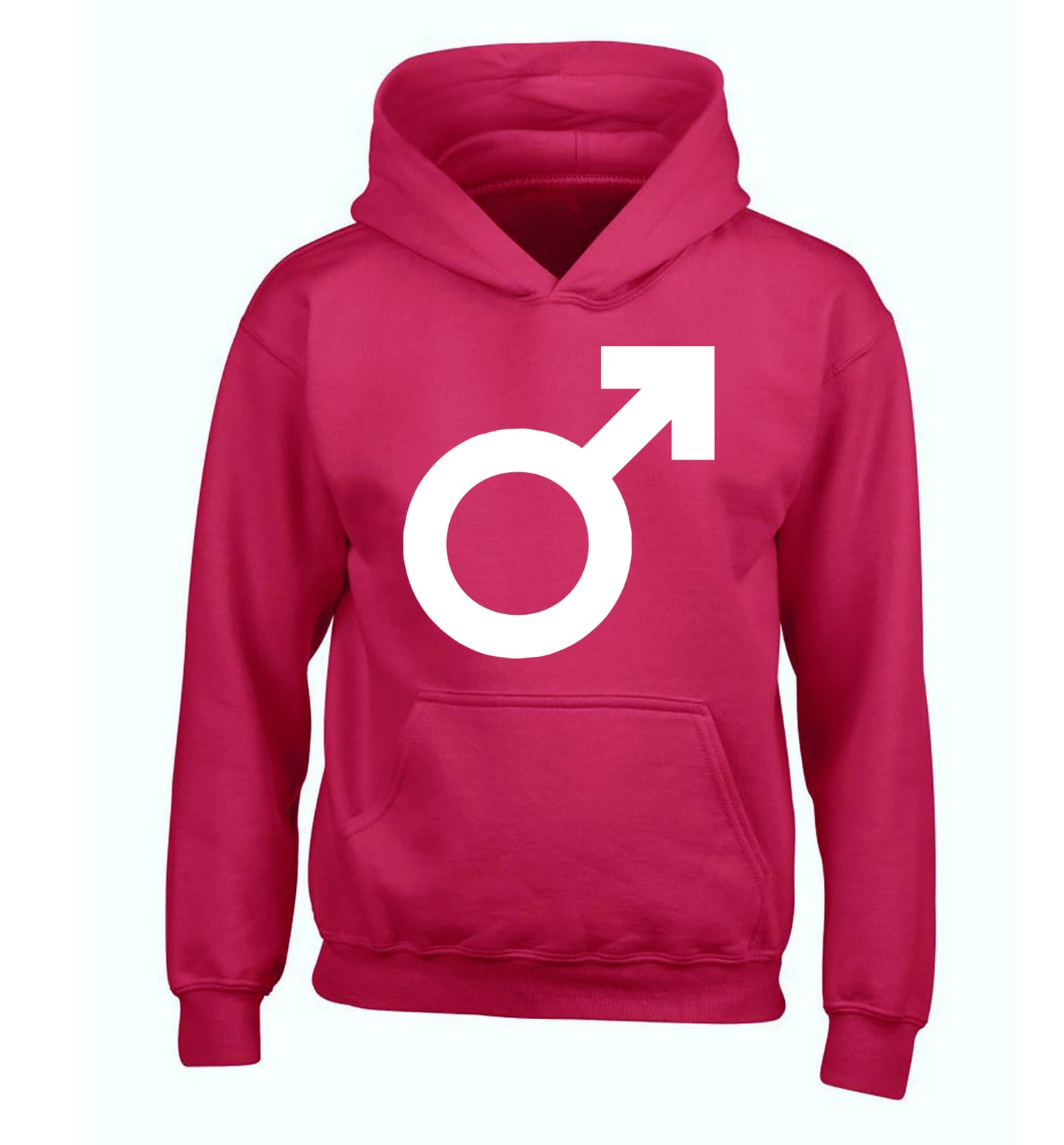 Male symbol large children's pink hoodie 12-14 Years
