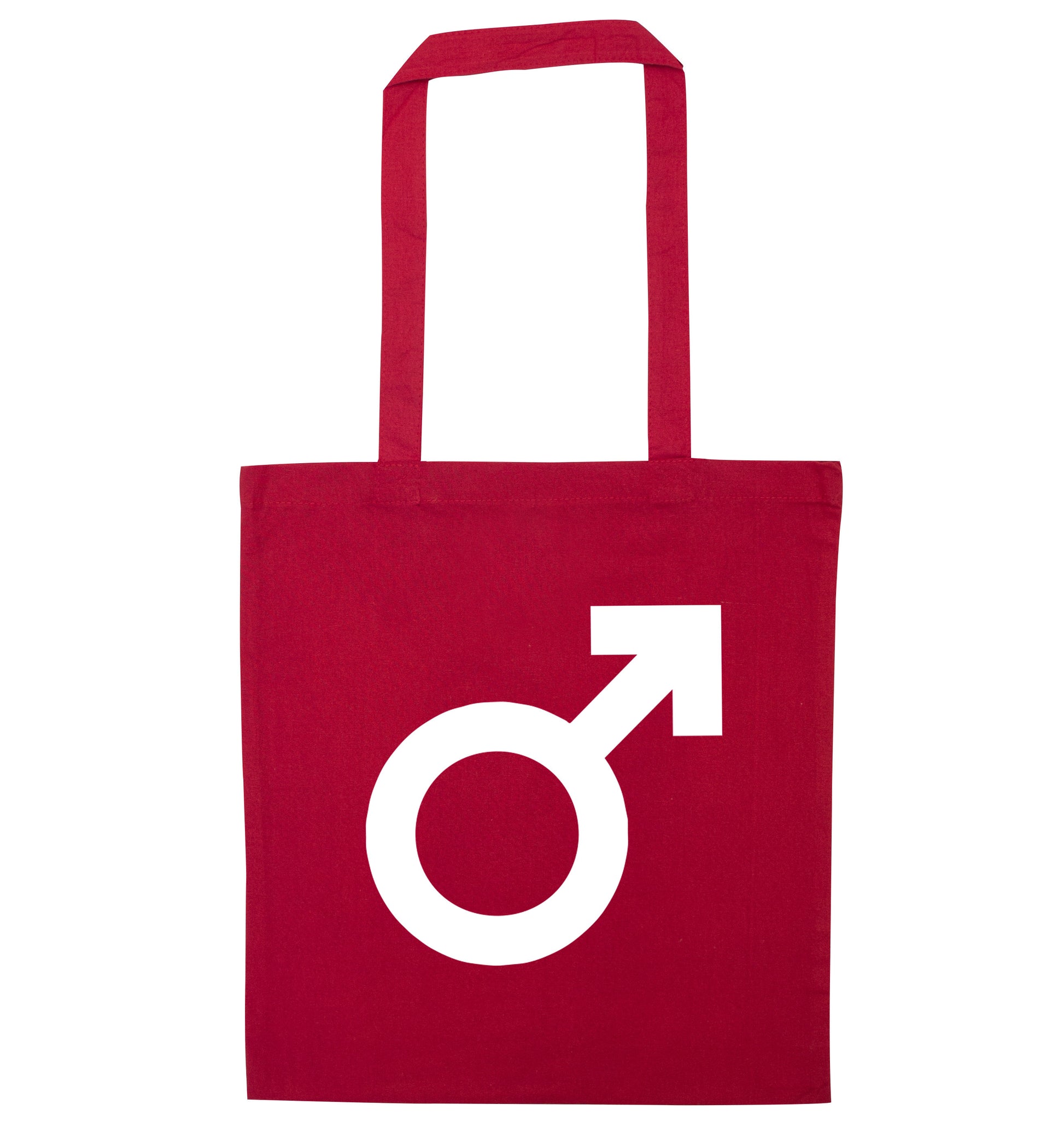 Male symbol large red tote bag
