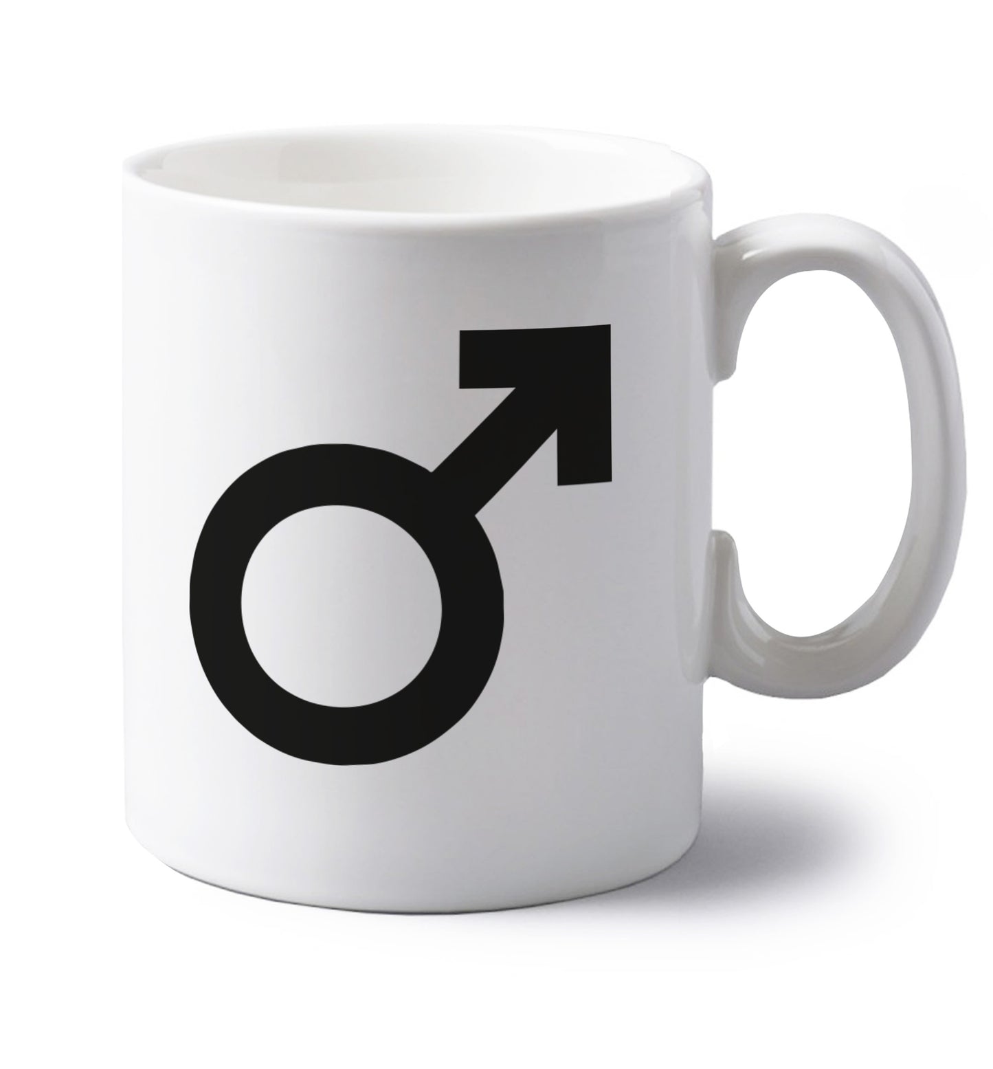 Male symbol large left handed white ceramic mug 