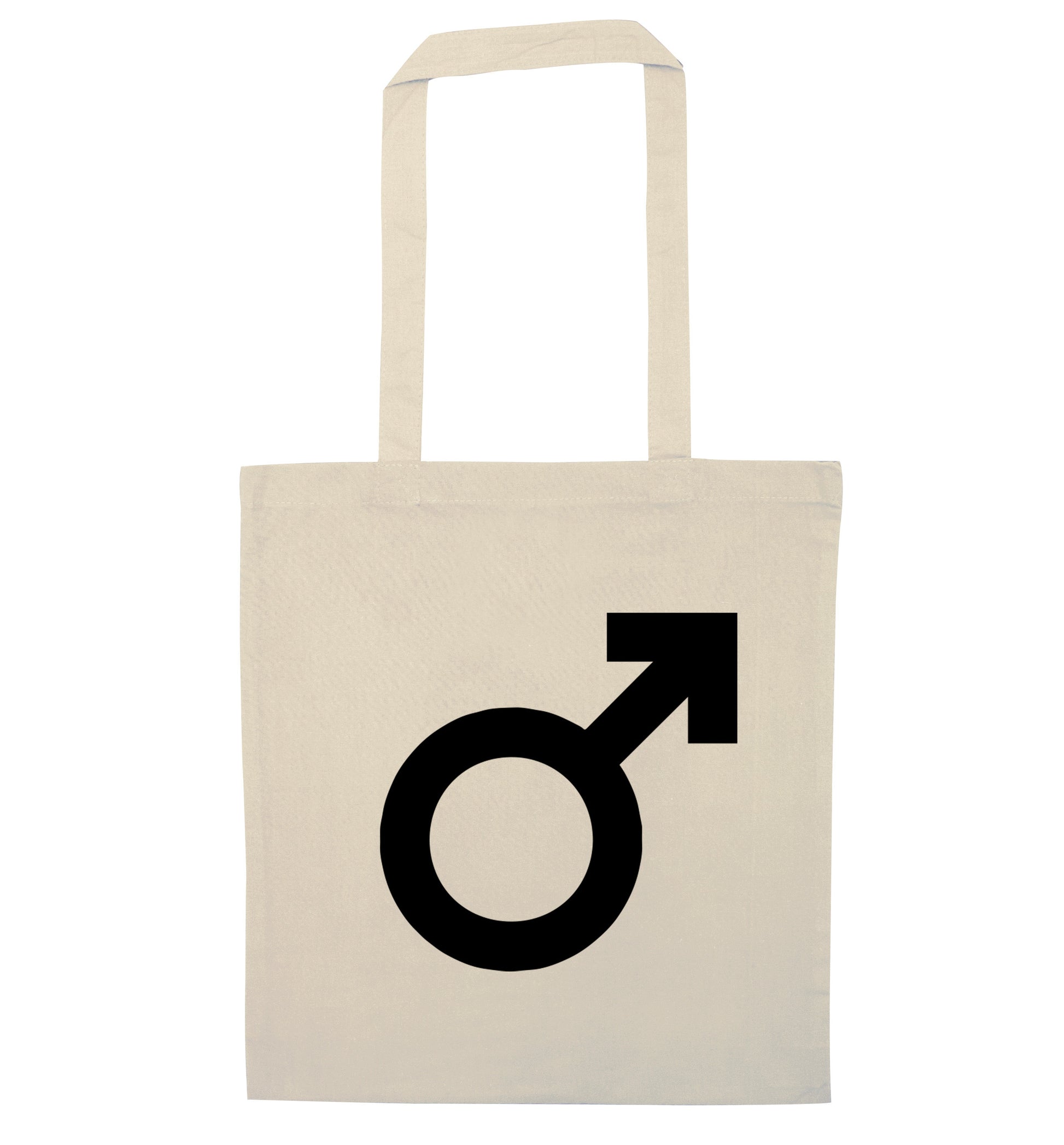 Male symbol large natural tote bag