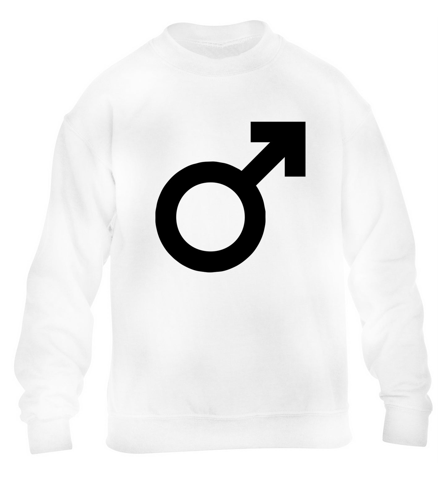 Male symbol large children's white sweater 12-14 Years