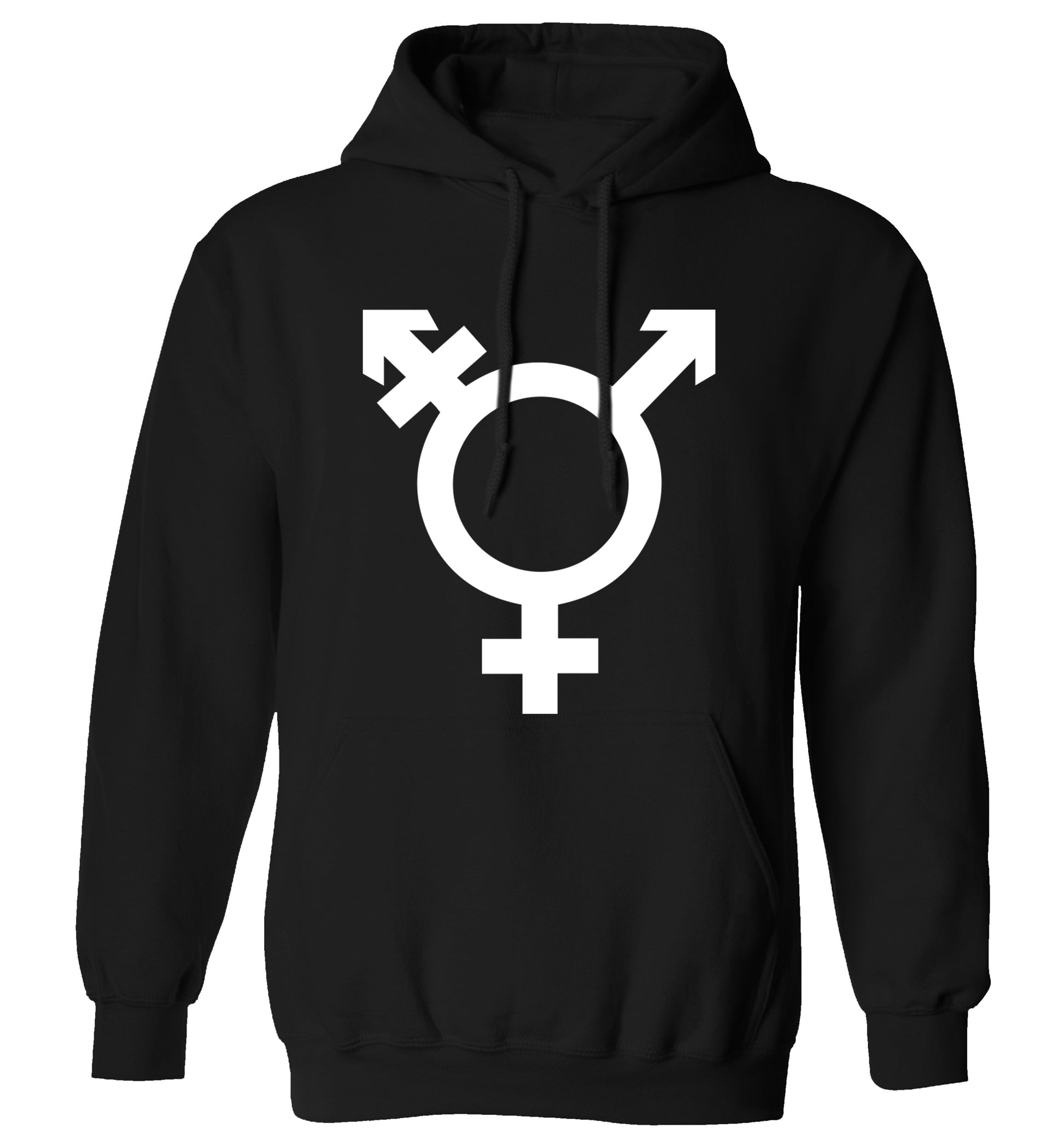 Gender neutral symbol large adults unisex black hoodie 2XL
