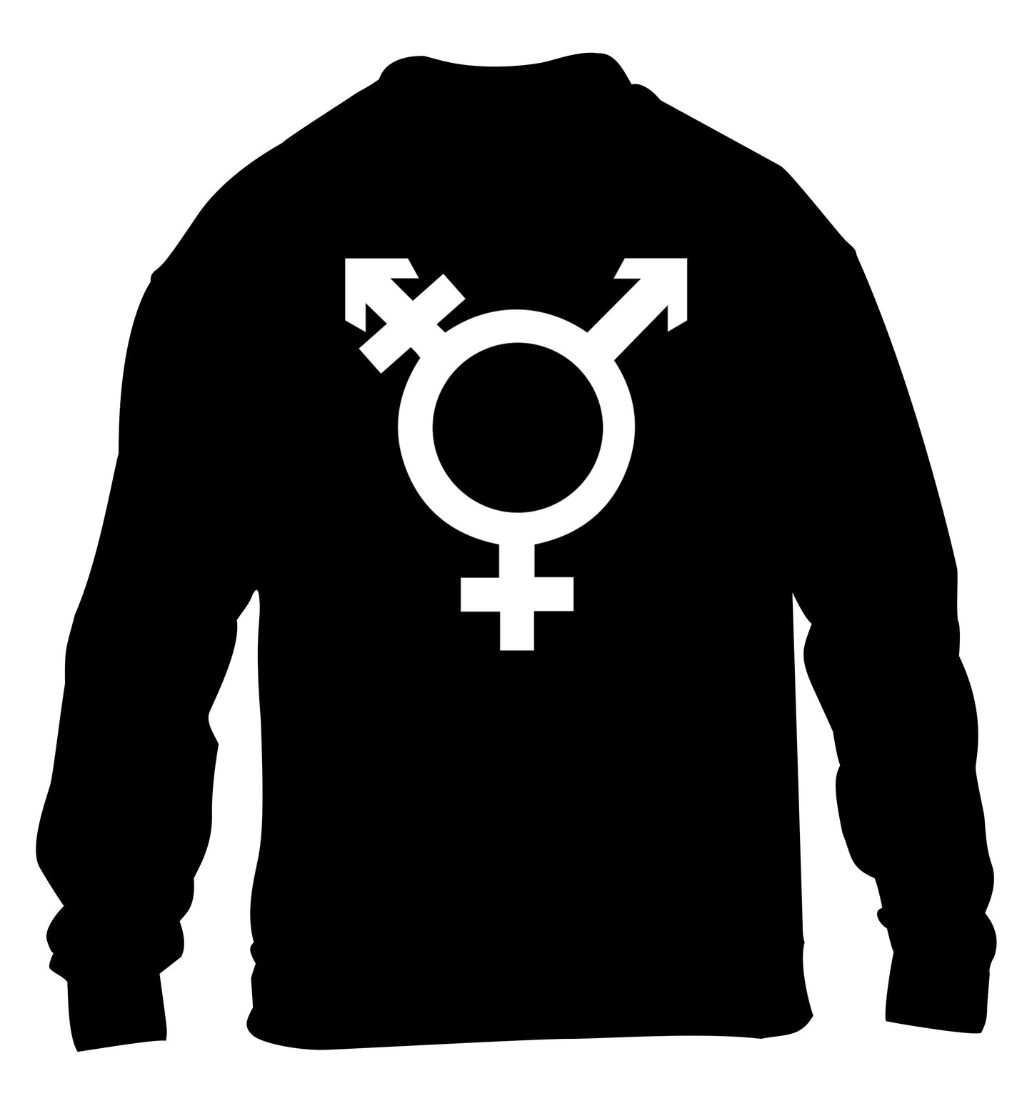 Gender neutral symbol large children's black sweater 12-14 Years