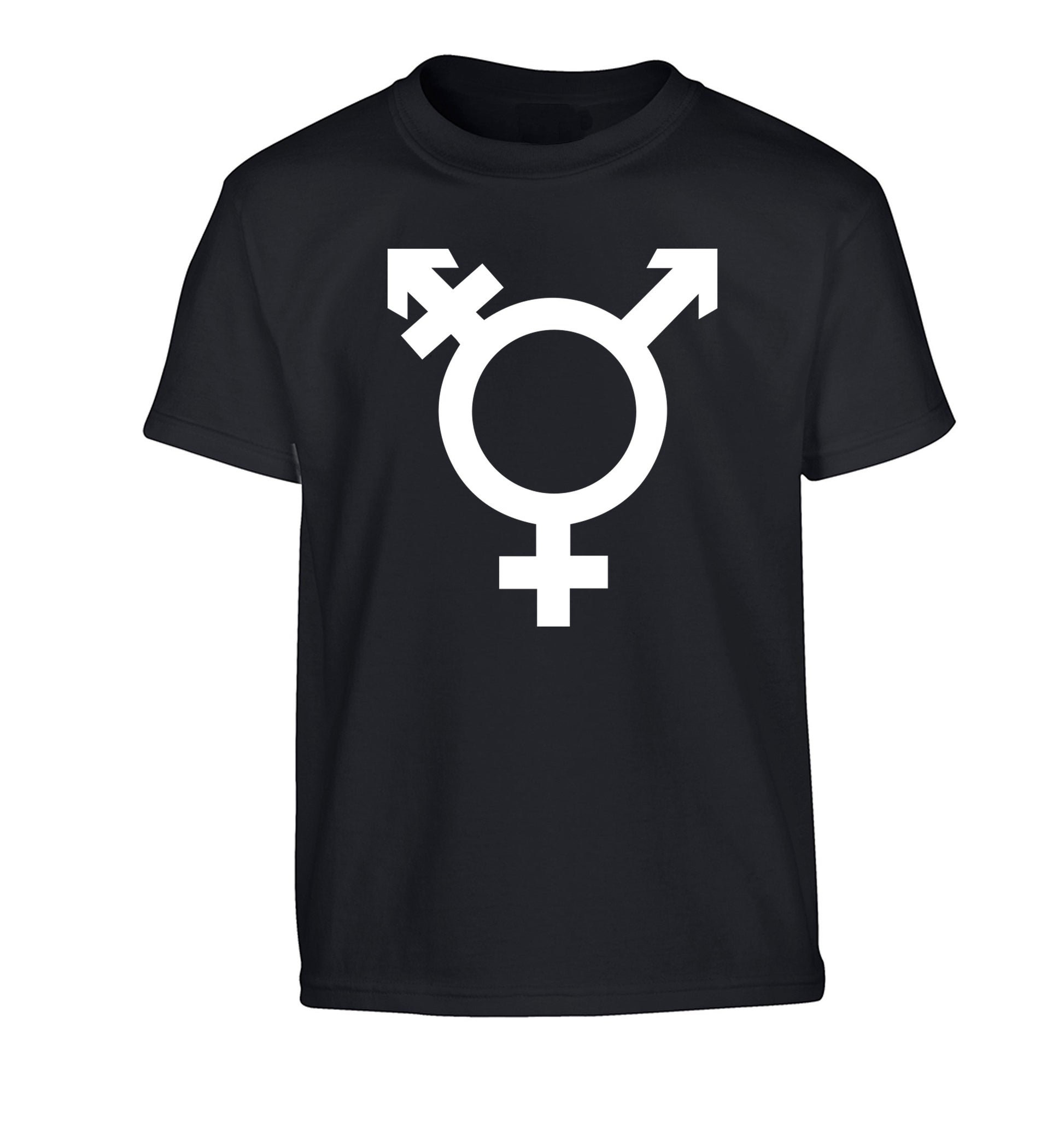 Gender neutral symbol large Children's black Tshirt 12-14 Years