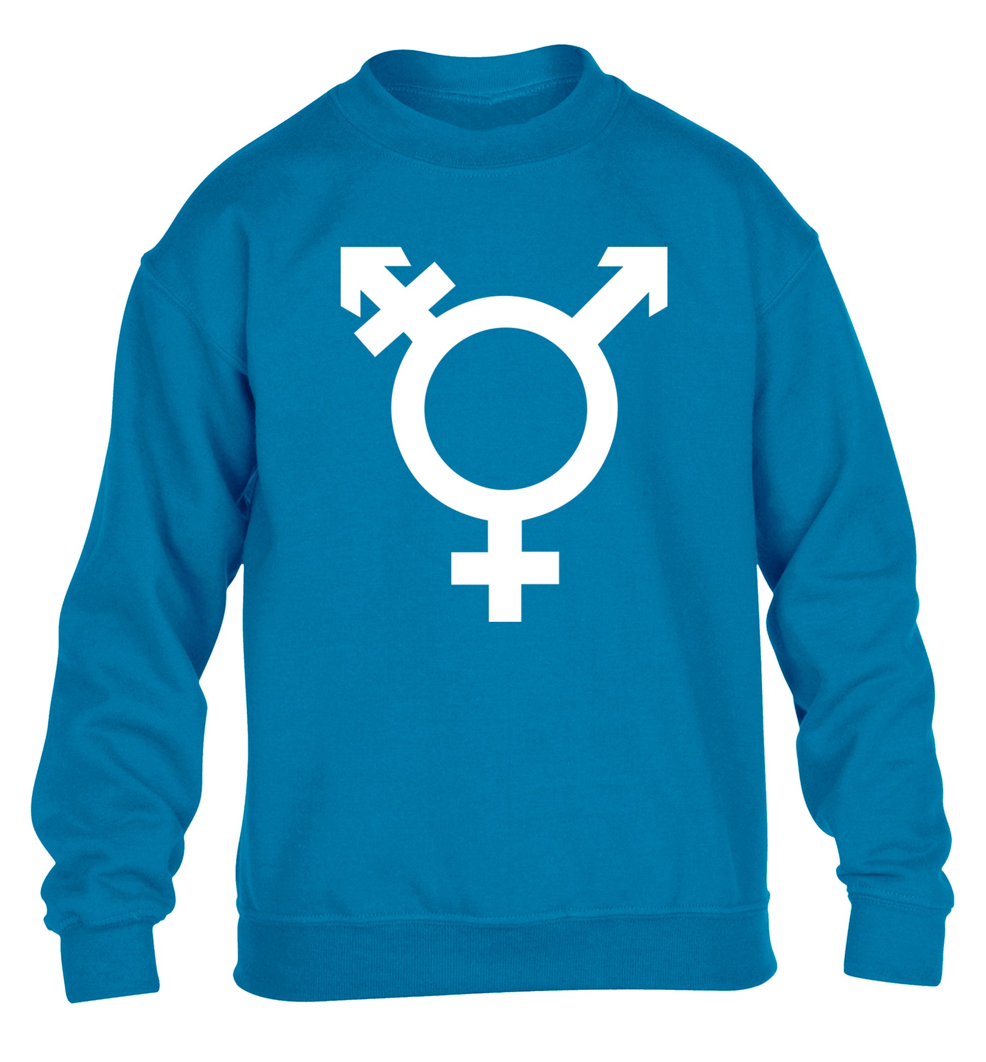 Gender neutral symbol large children's blue sweater 12-14 Years