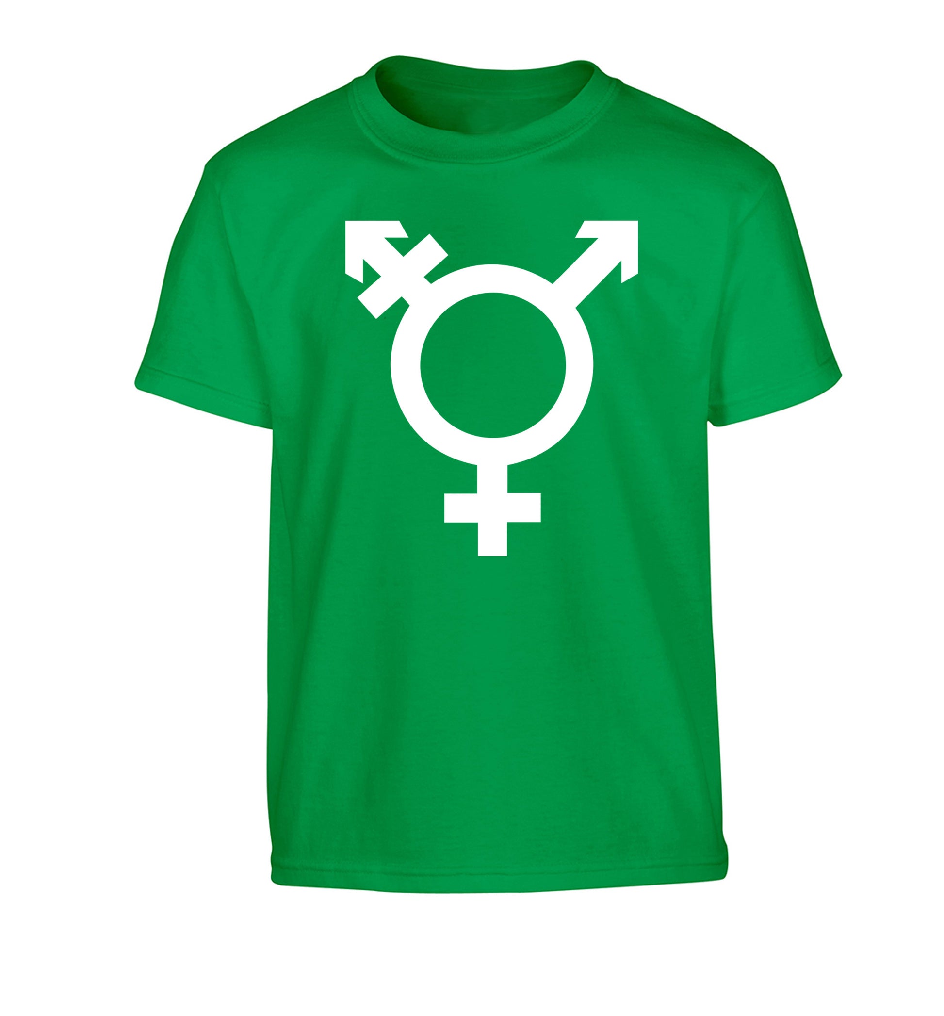 Gender neutral symbol large Children's green Tshirt 12-14 Years