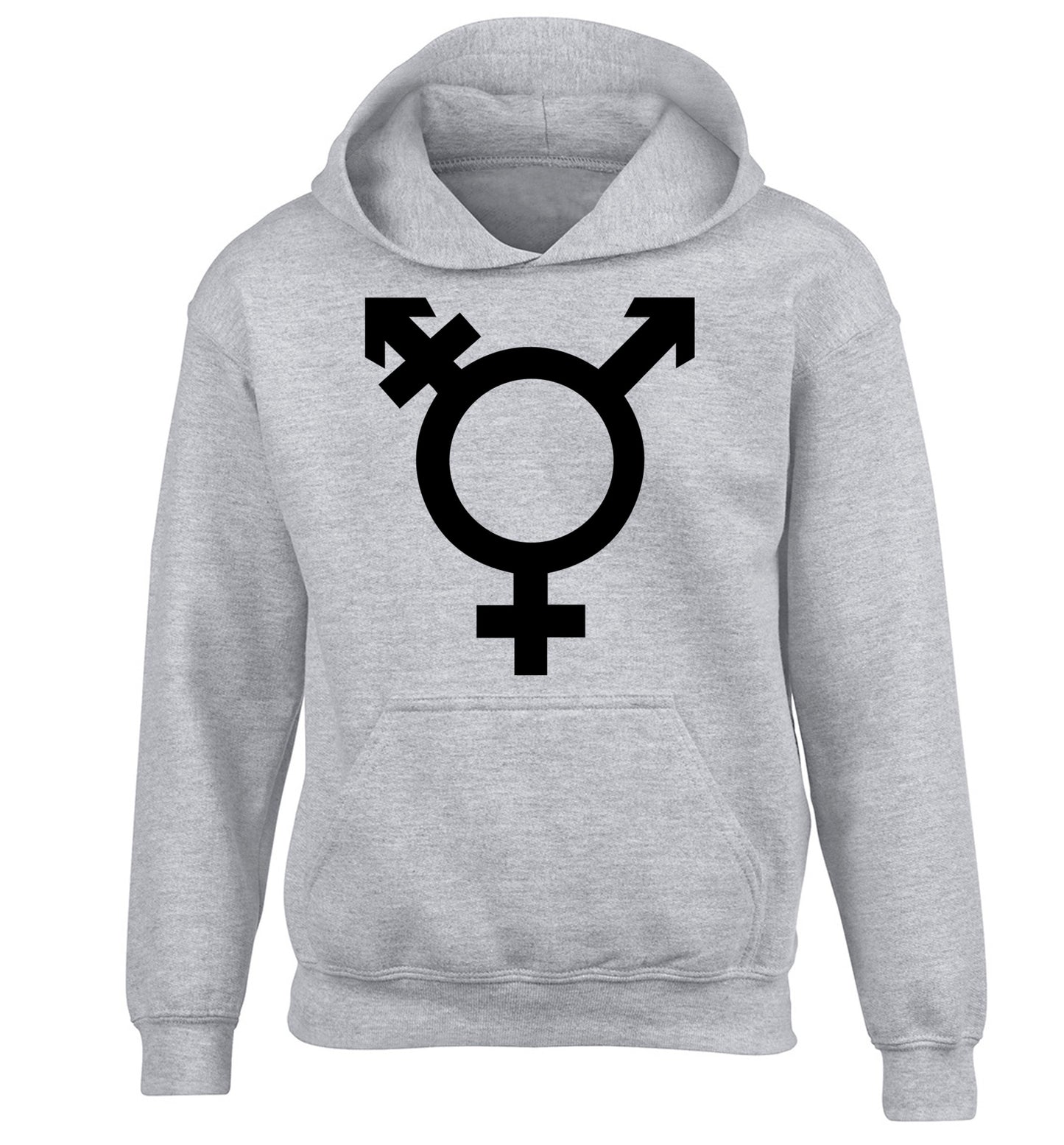 Gender neutral symbol large children's grey hoodie 12-14 Years