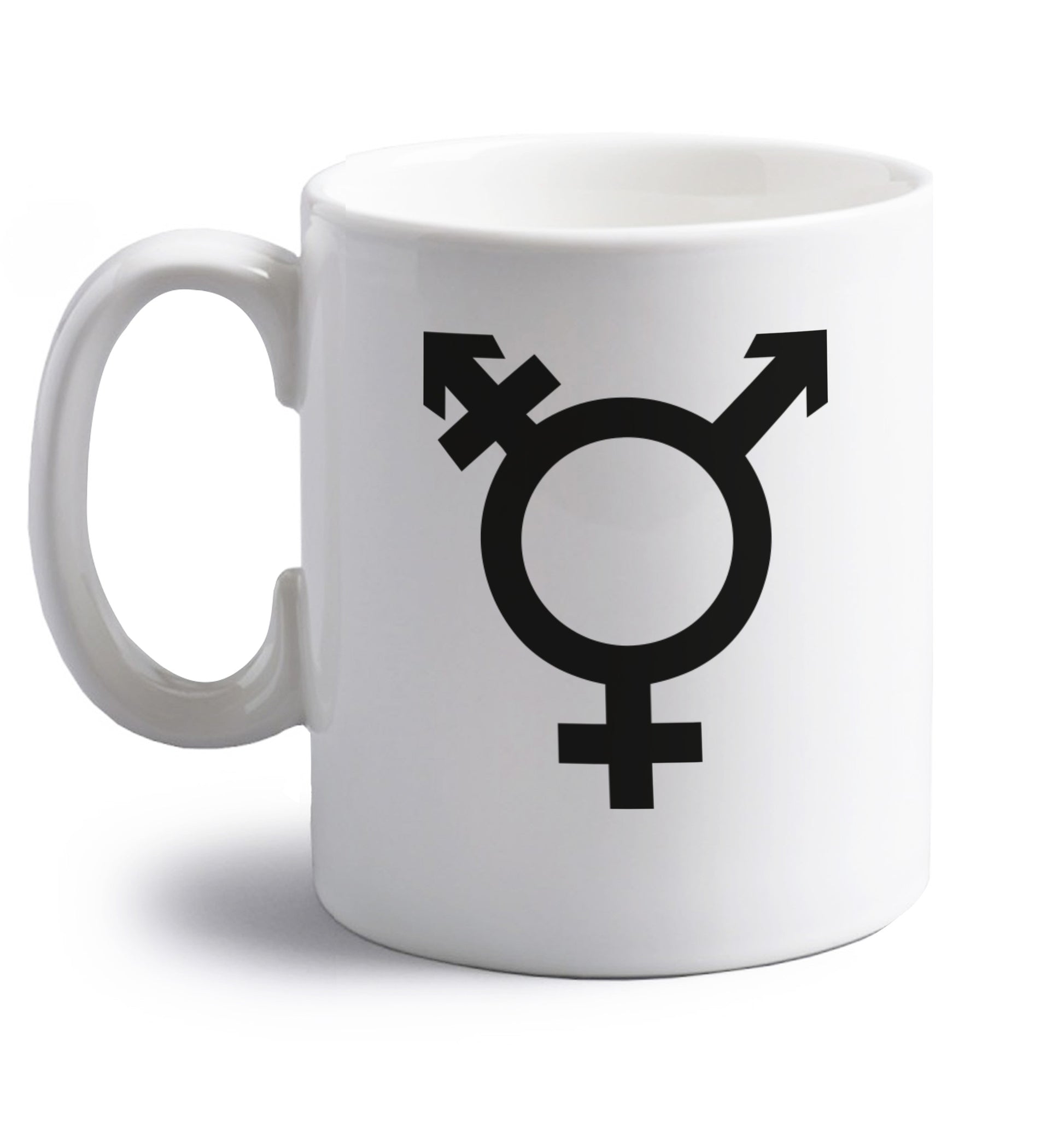 Gender neutral symbol large right handed white ceramic mug 