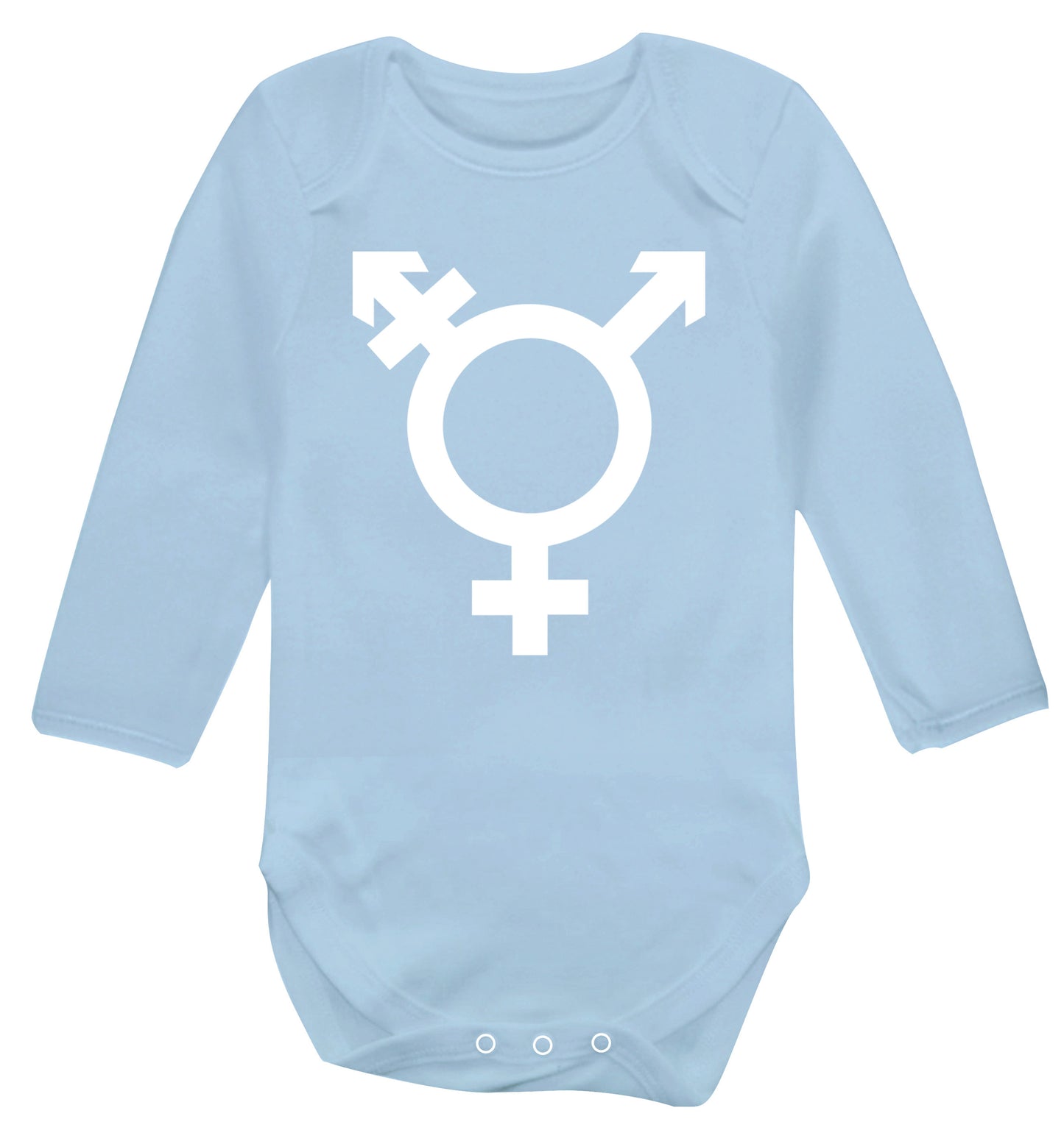 Gender neutral symbol large Baby Vest long sleeved pale blue 6-12 months