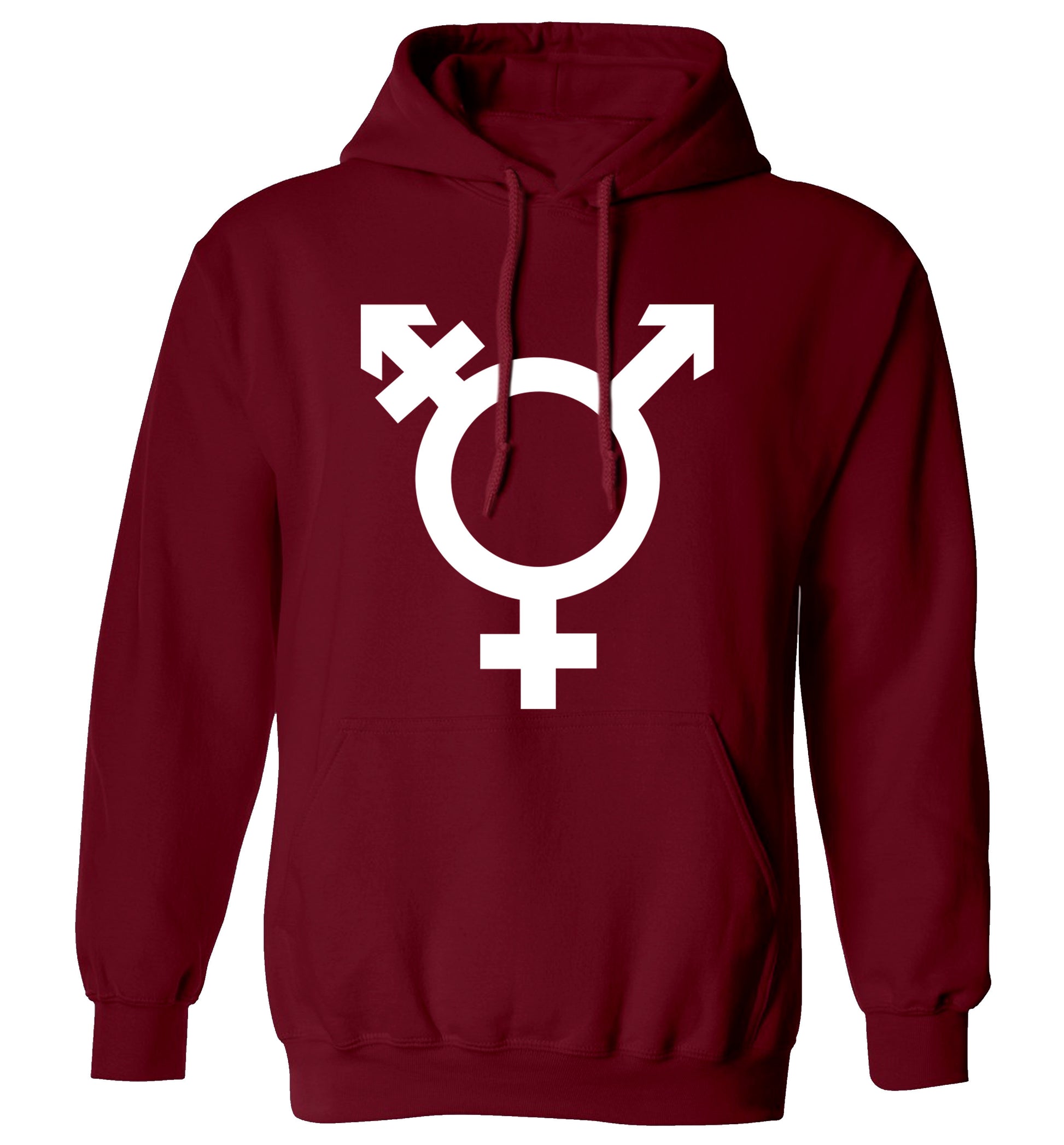 Gender neutral symbol large adults unisex maroon hoodie 2XL