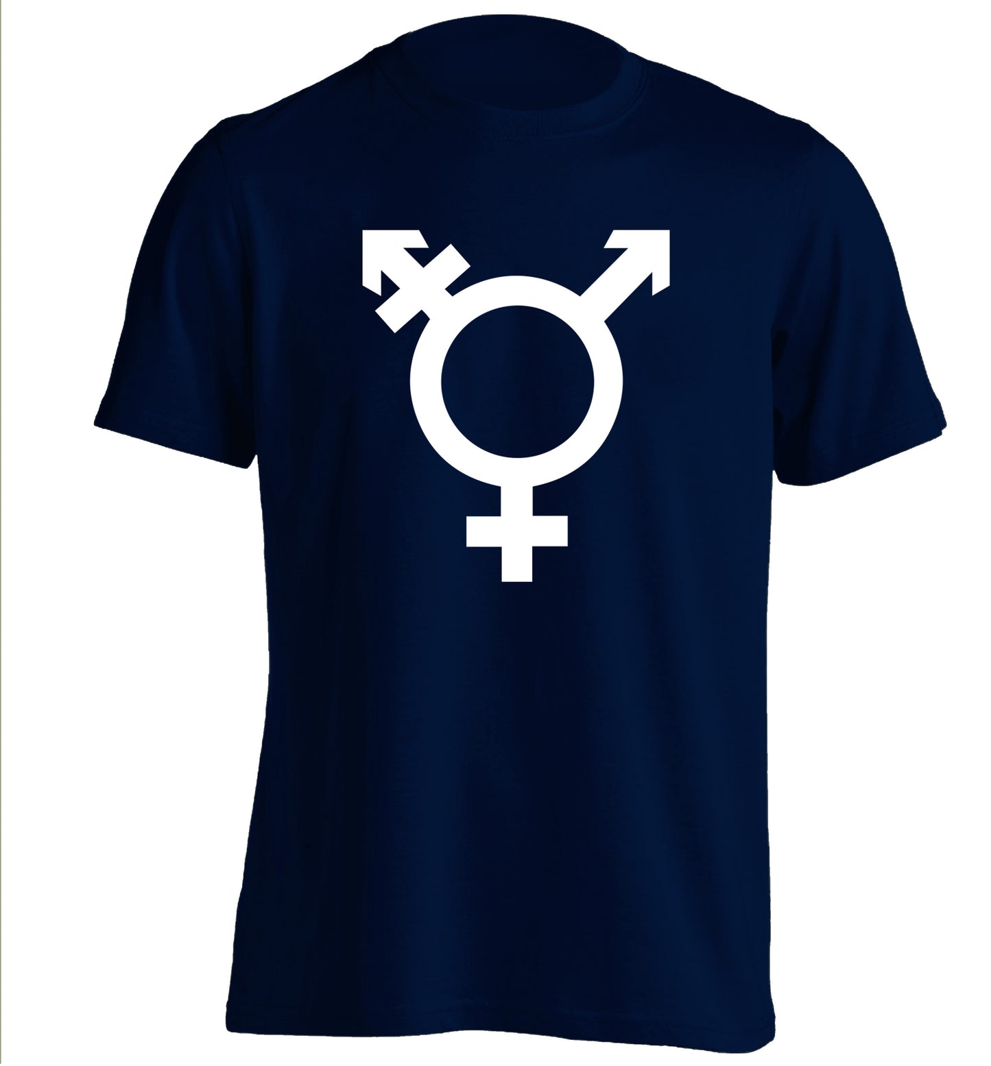 Gender neutral symbol large adults unisex navy Tshirt 2XL