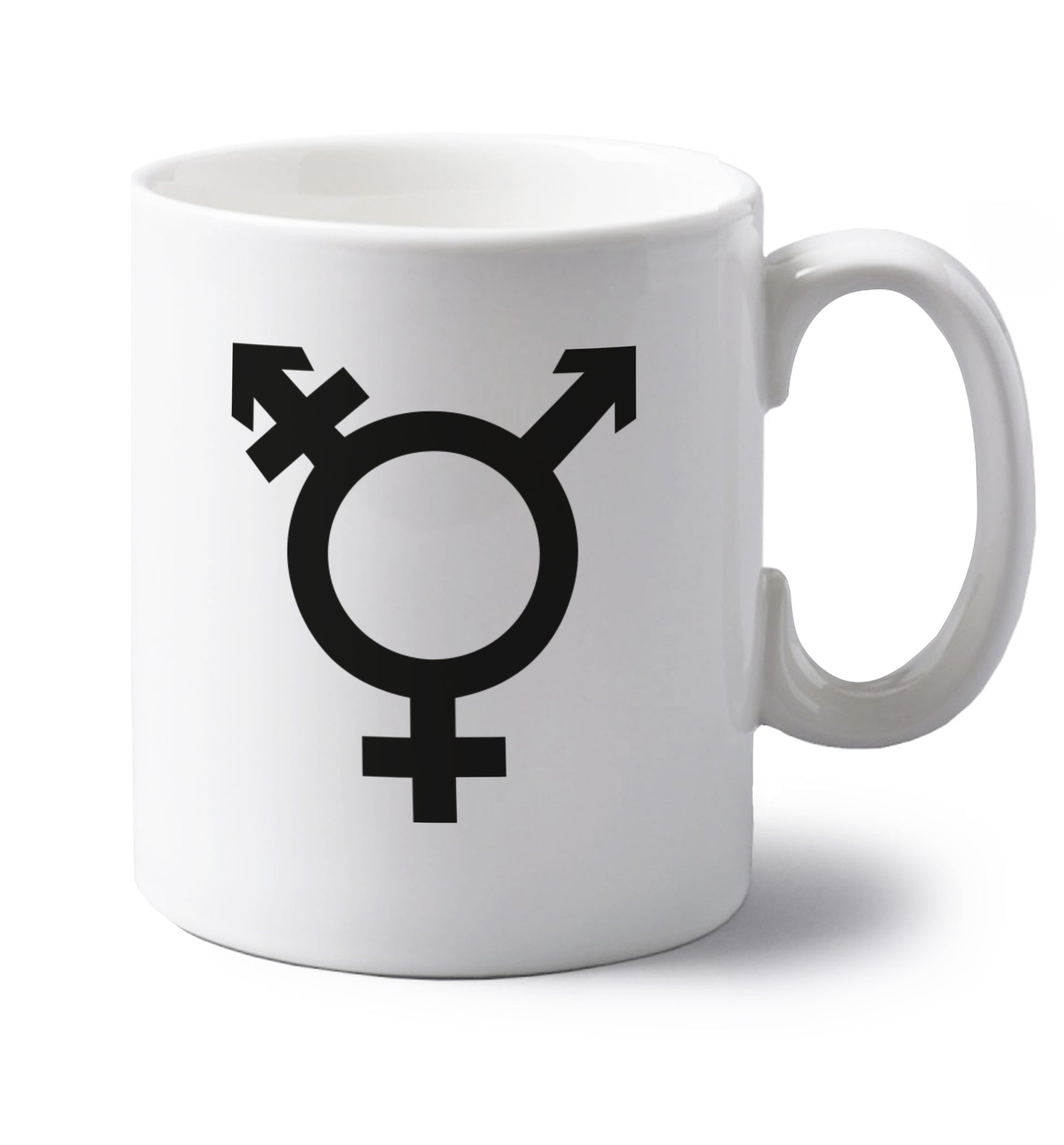 Gender neutral symbol large left handed white ceramic mug 