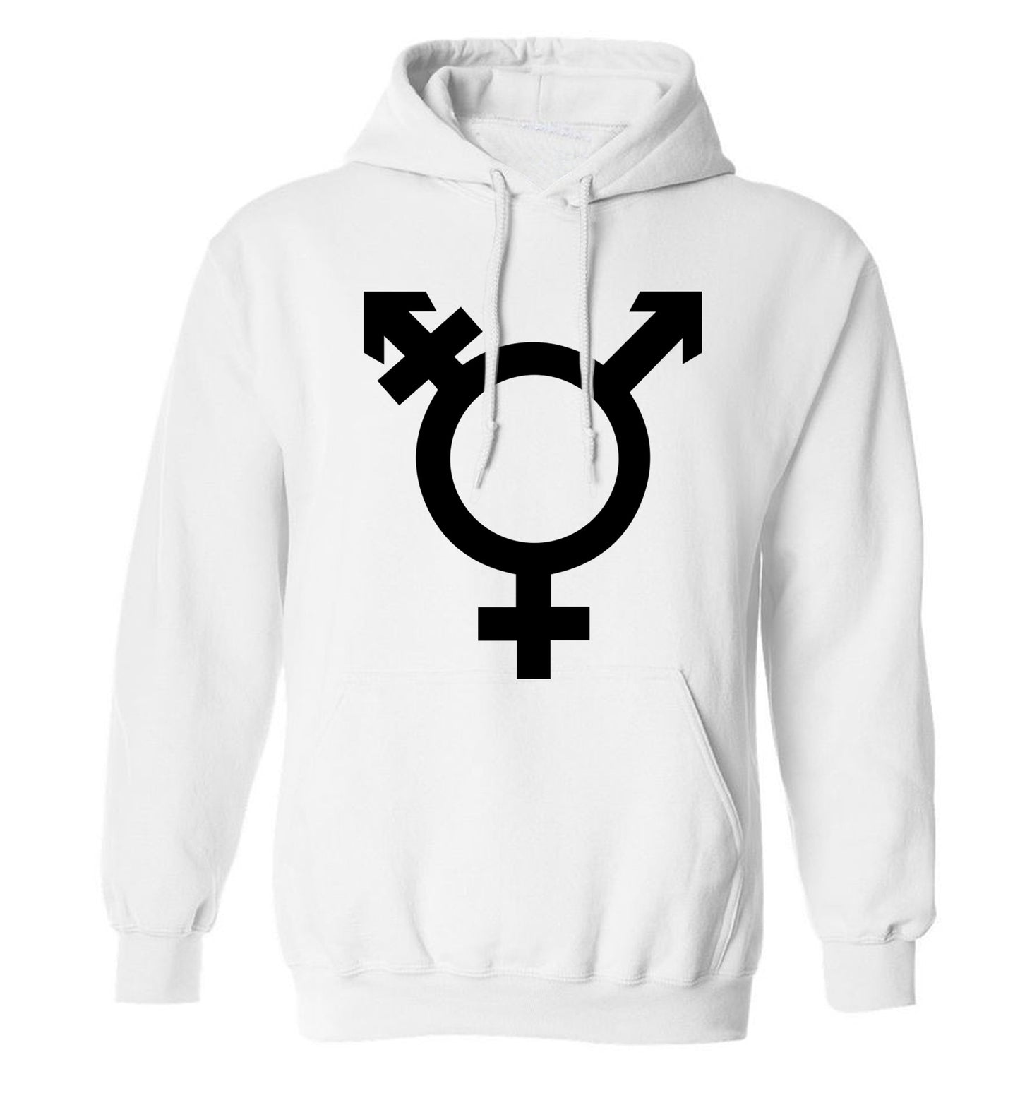 Gender neutral symbol large adults unisex white hoodie 2XL