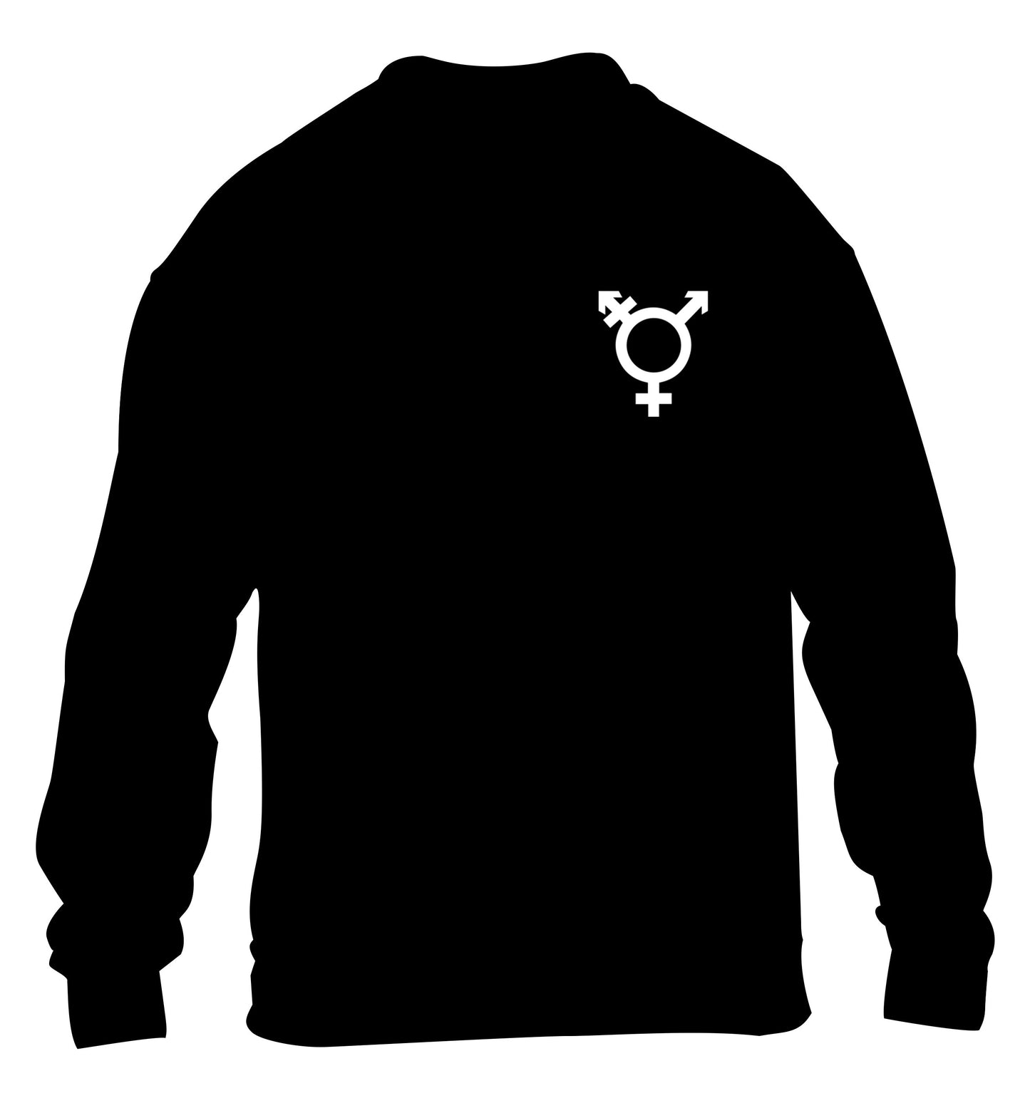 Trans gender symbol pocket children's black sweater 12-14 Years