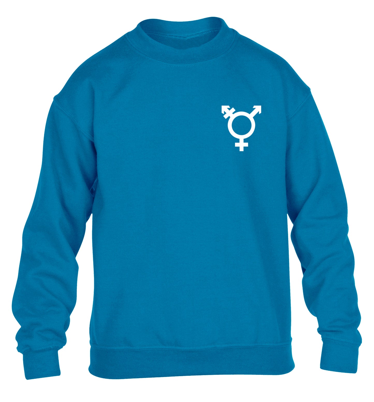 Trans gender symbol pocket children's blue sweater 12-14 Years