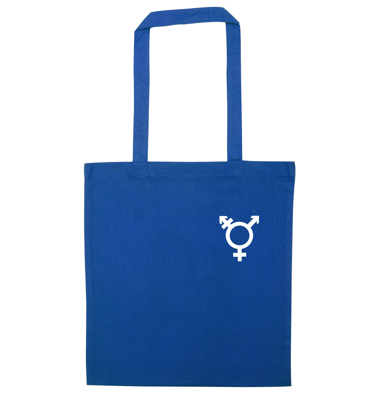 Trans gender symbol pocket blue tote bag