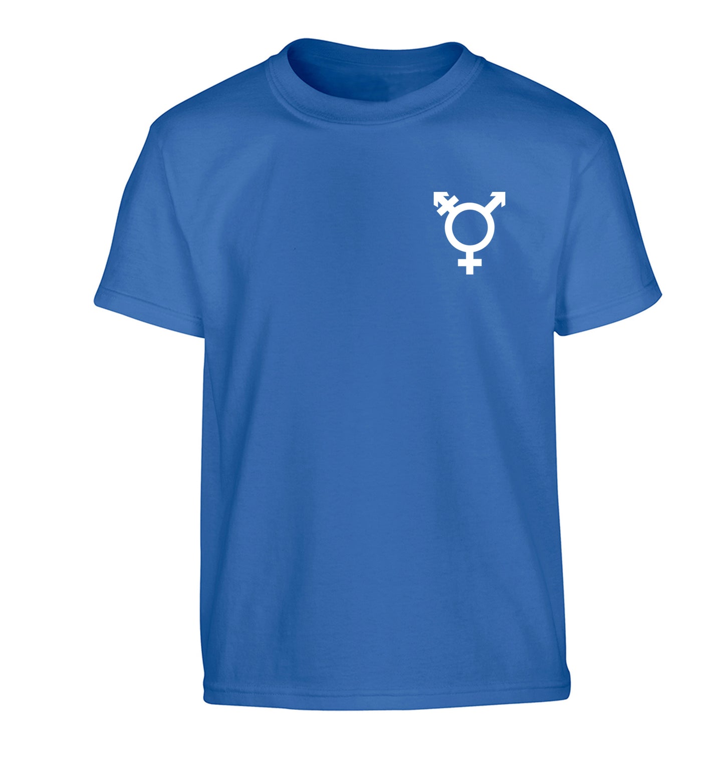 Trans gender symbol pocket Children's blue Tshirt 12-14 Years