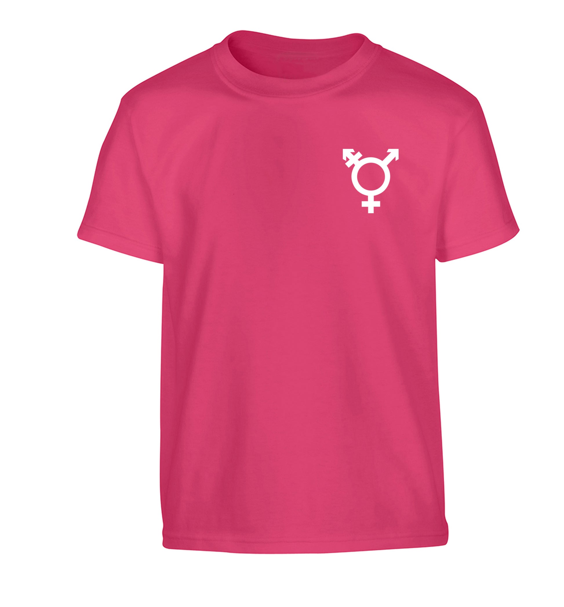 Trans gender symbol pocket Children's pink Tshirt 12-14 Years