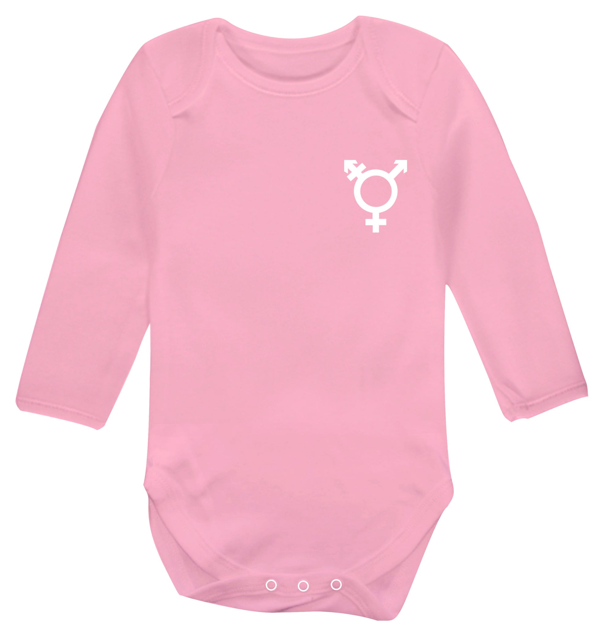 Trans gender symbol pocket Baby Vest long sleeved pale pink 6-12 months