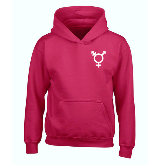 Trans gender symbol pocket children's pink hoodie 12-14 Years