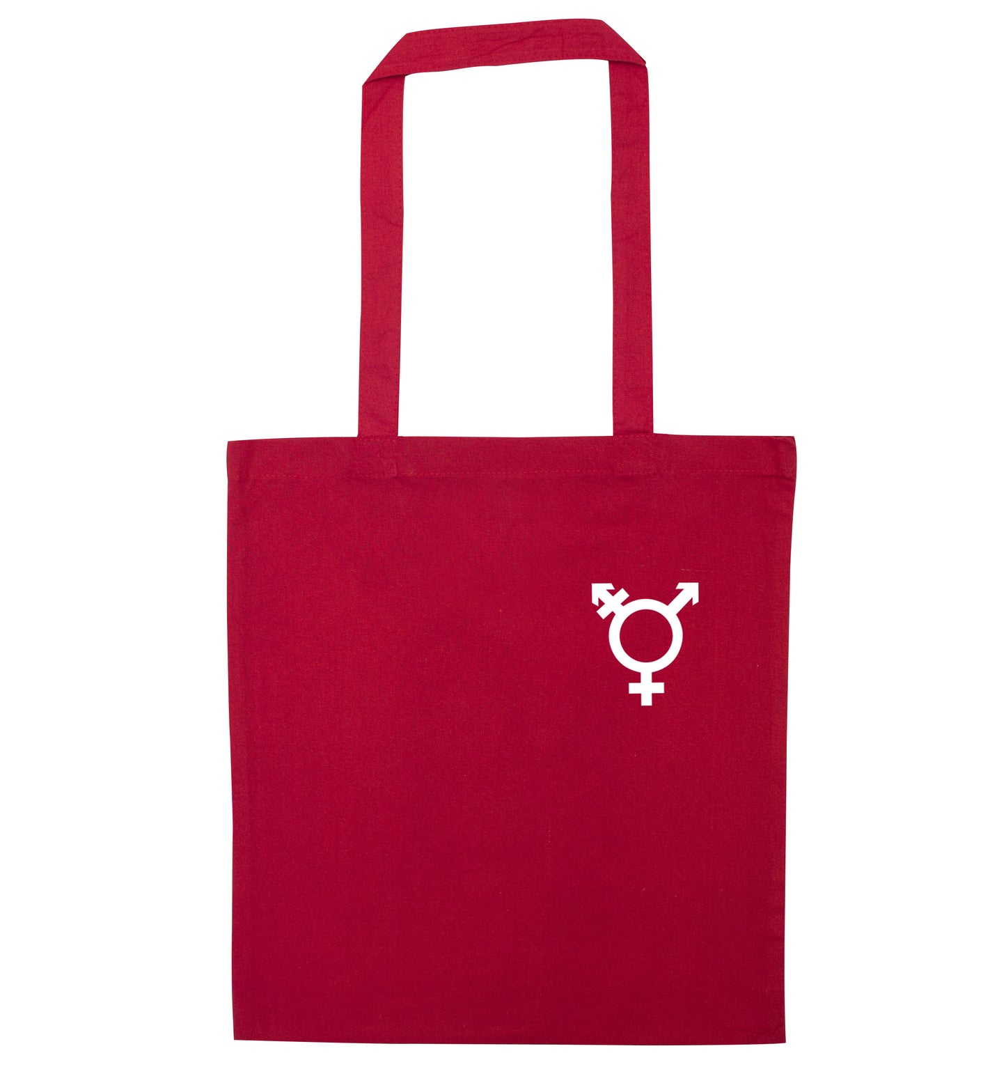 Trans gender symbol pocket red tote bag
