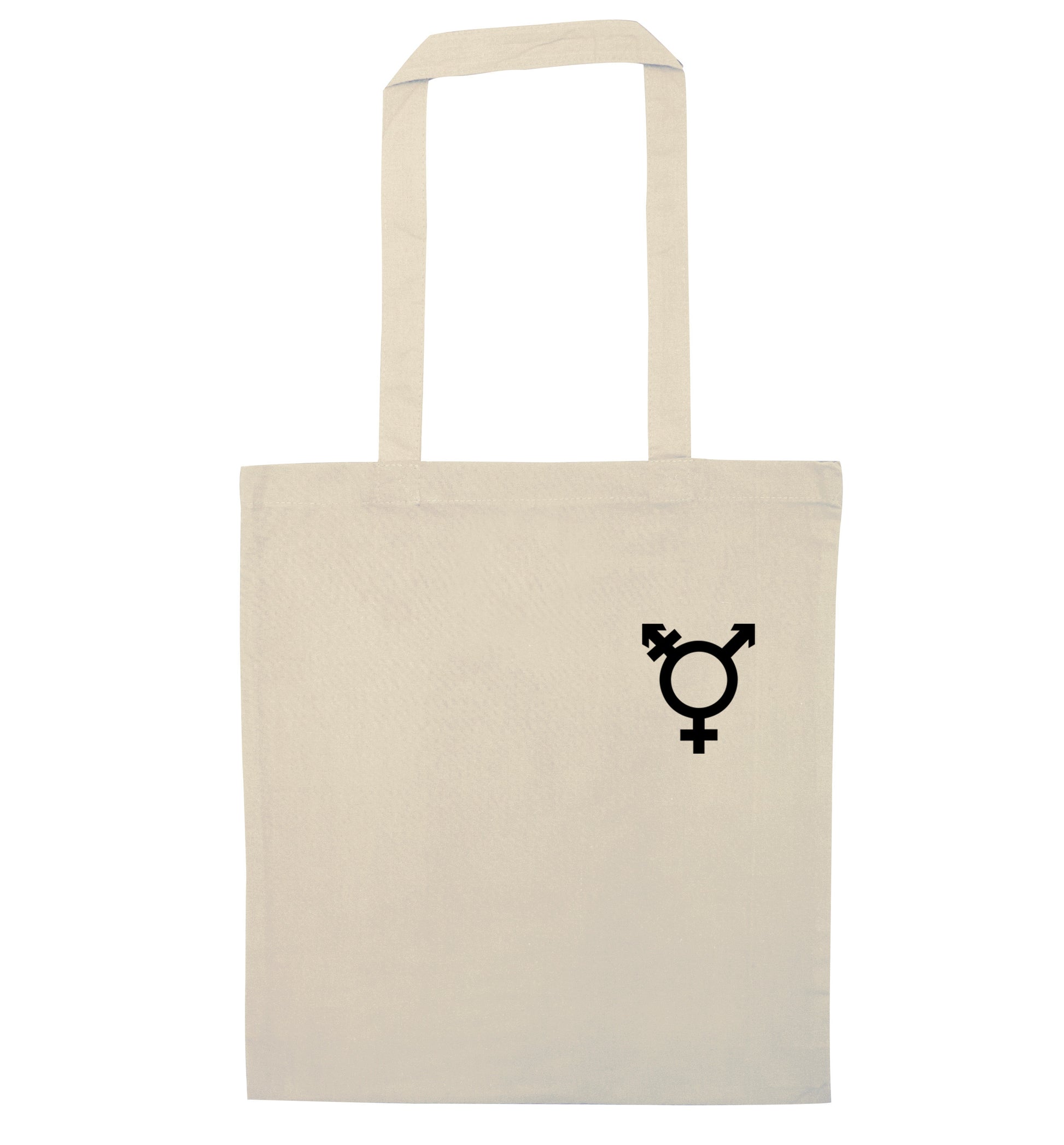 Trans gender symbol pocket natural tote bag