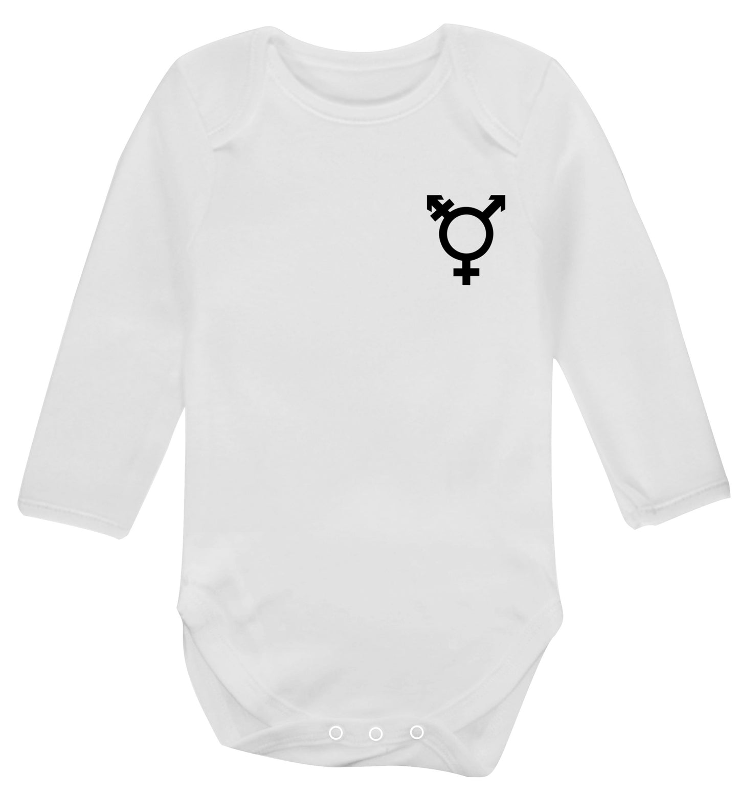 Trans gender symbol pocket Baby Vest long sleeved white 6-12 months