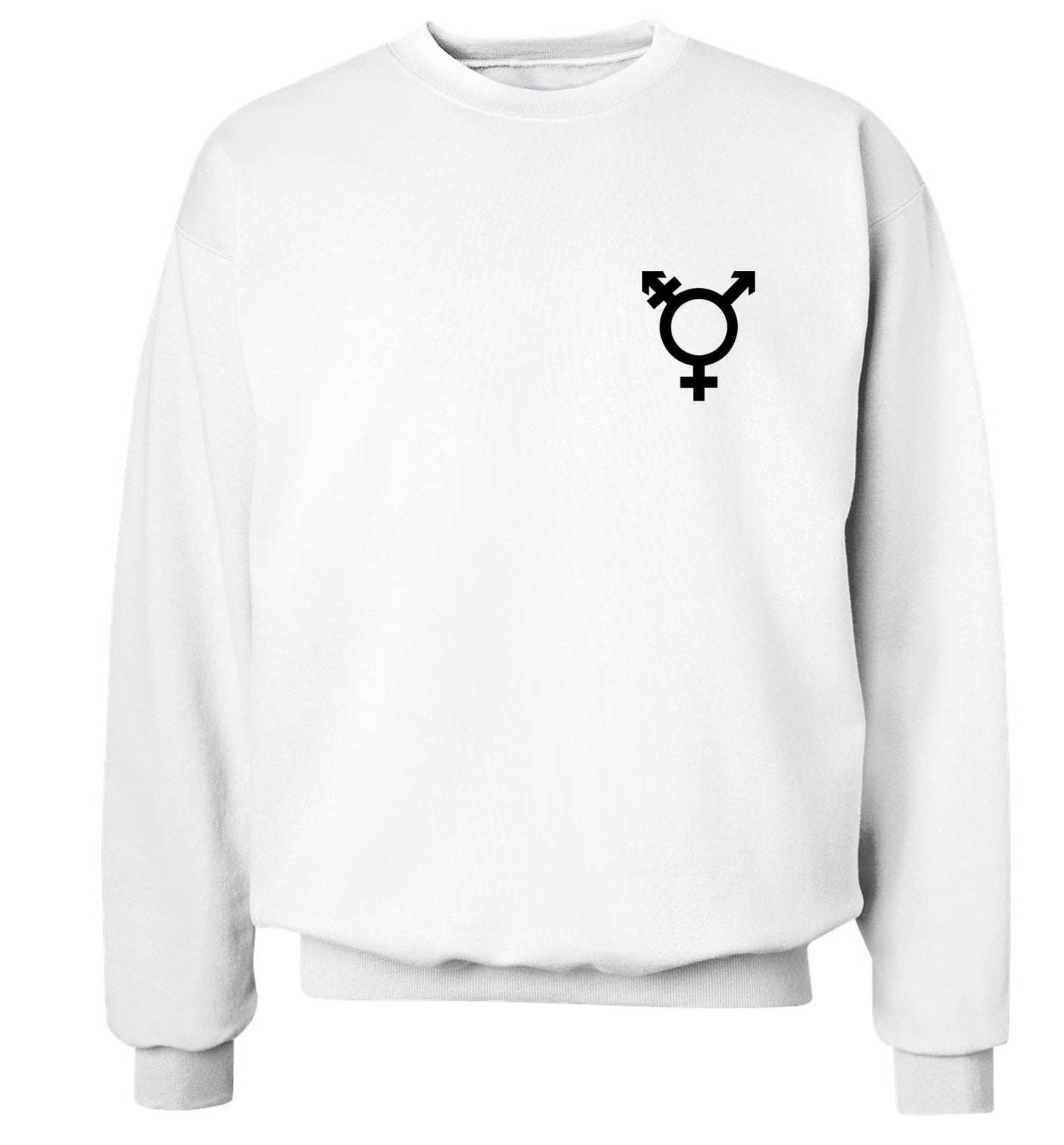 Trans gender symbol pocket Adult's unisex white Sweater 2XL