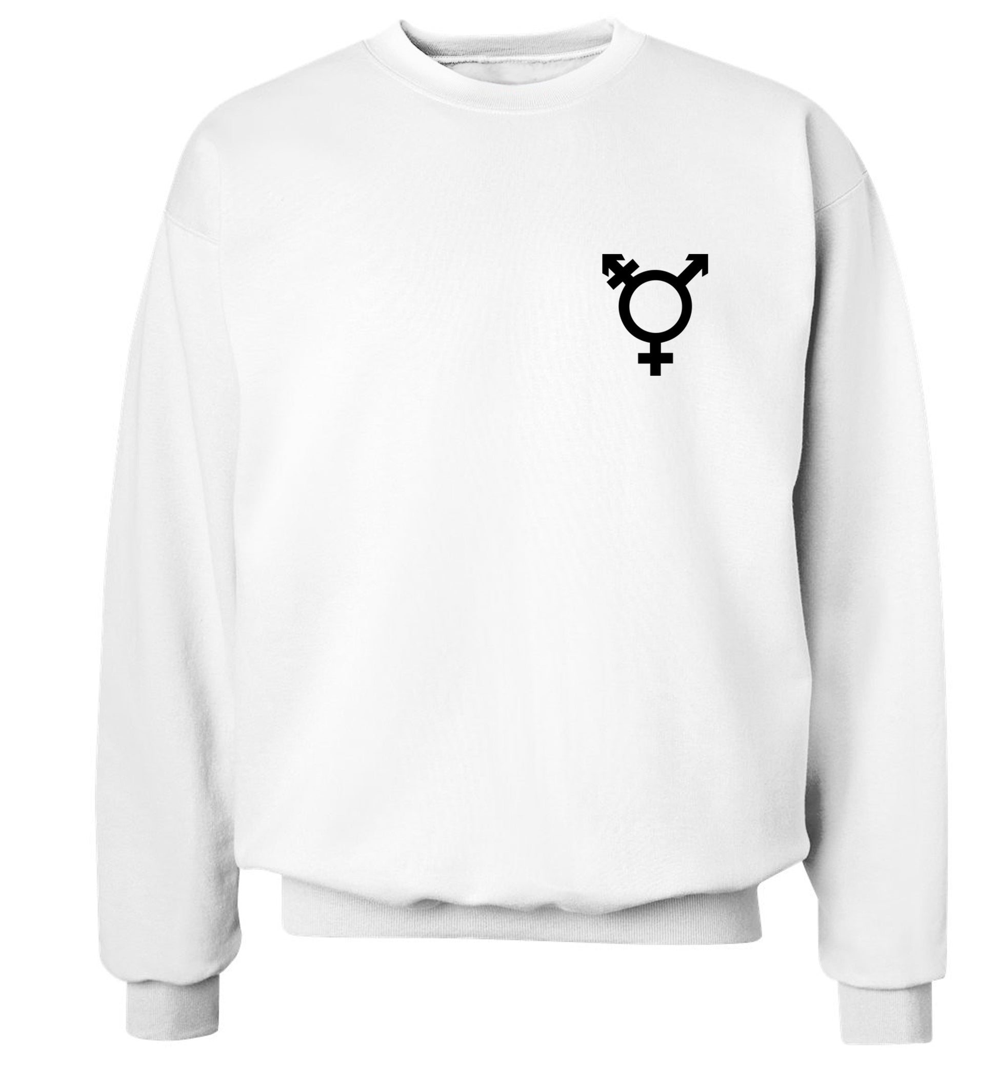 Trans gender symbol pocket Adult's unisex white Sweater 2XL
