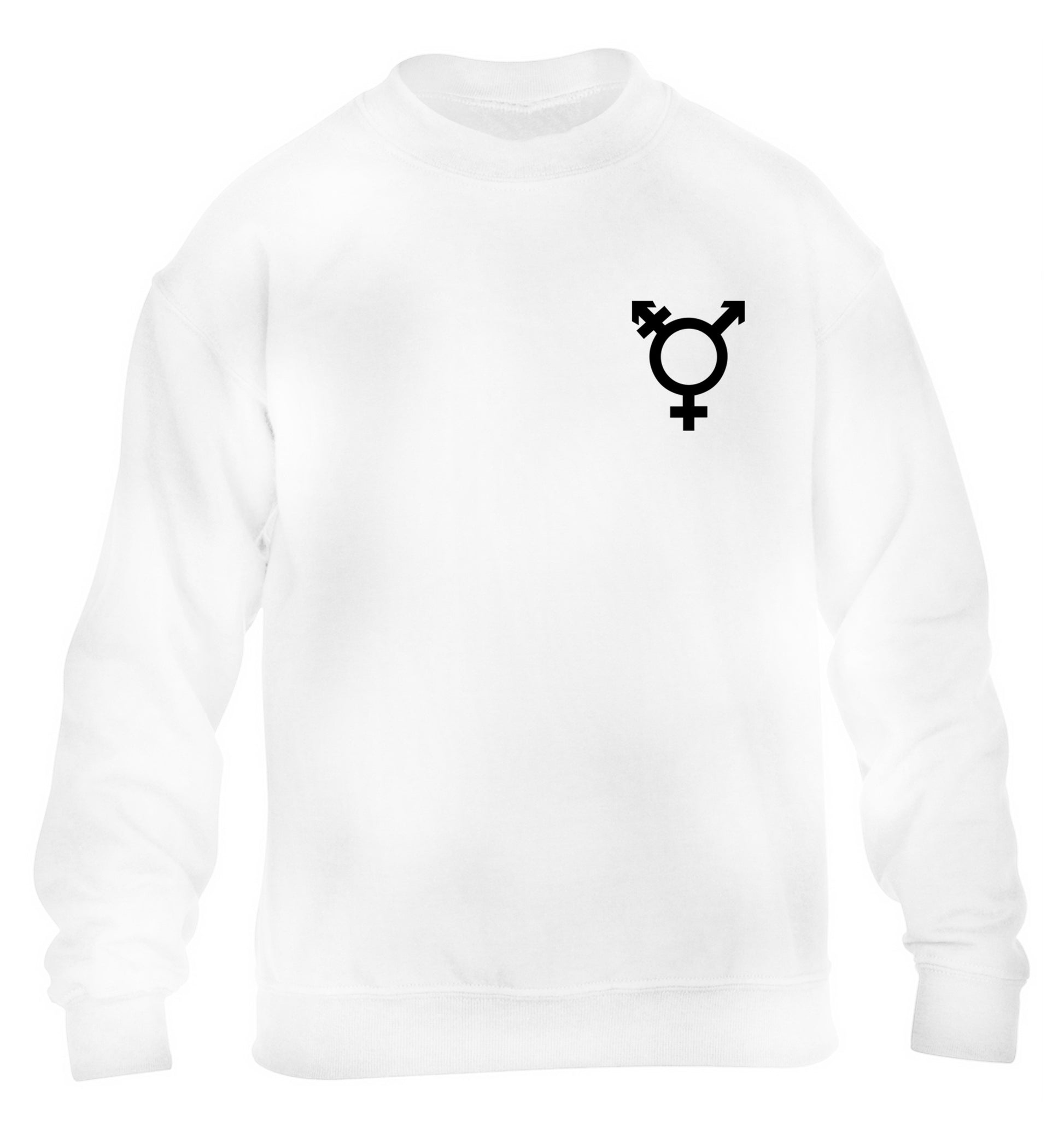 Trans gender symbol pocket children's white sweater 12-14 Years