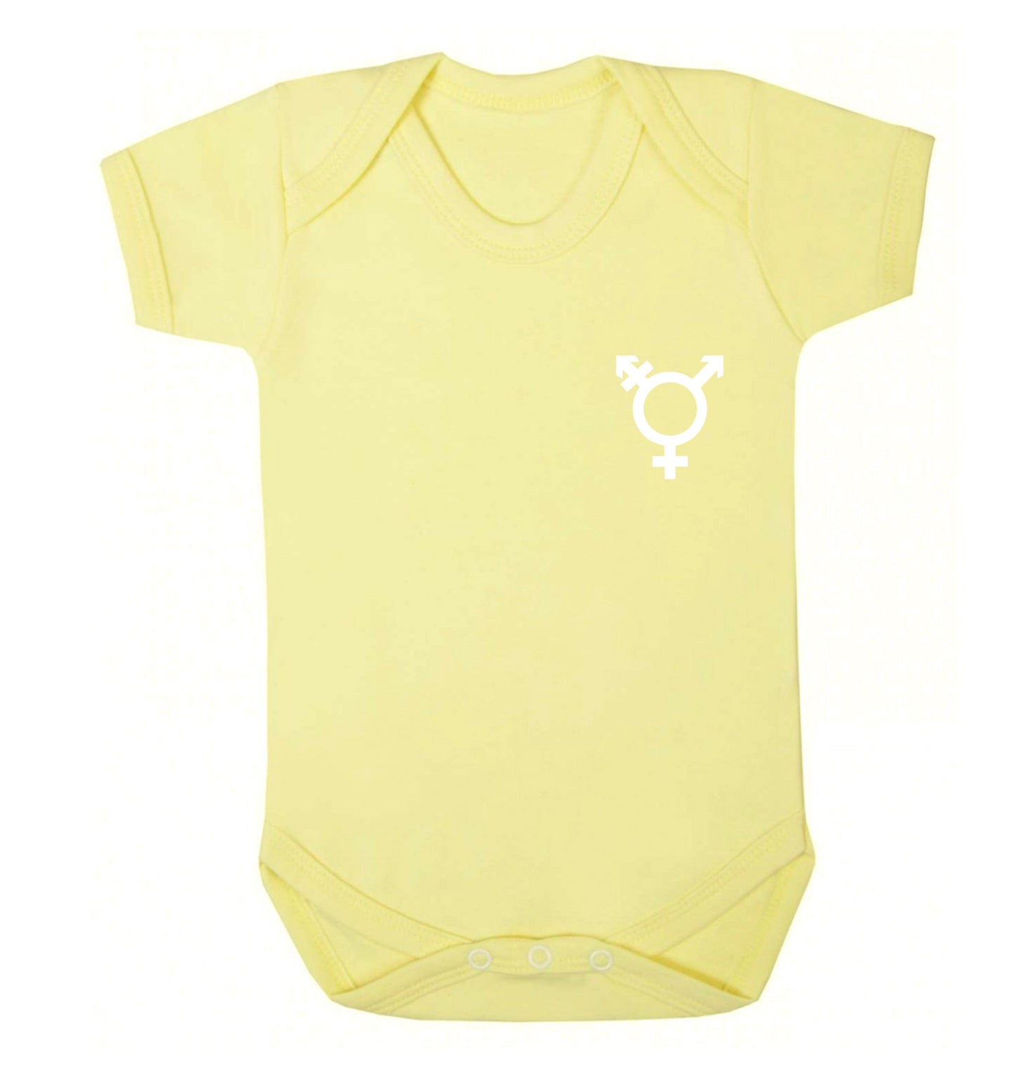Trans gender symbol pocket Baby Vest pale yellow 18-24 months