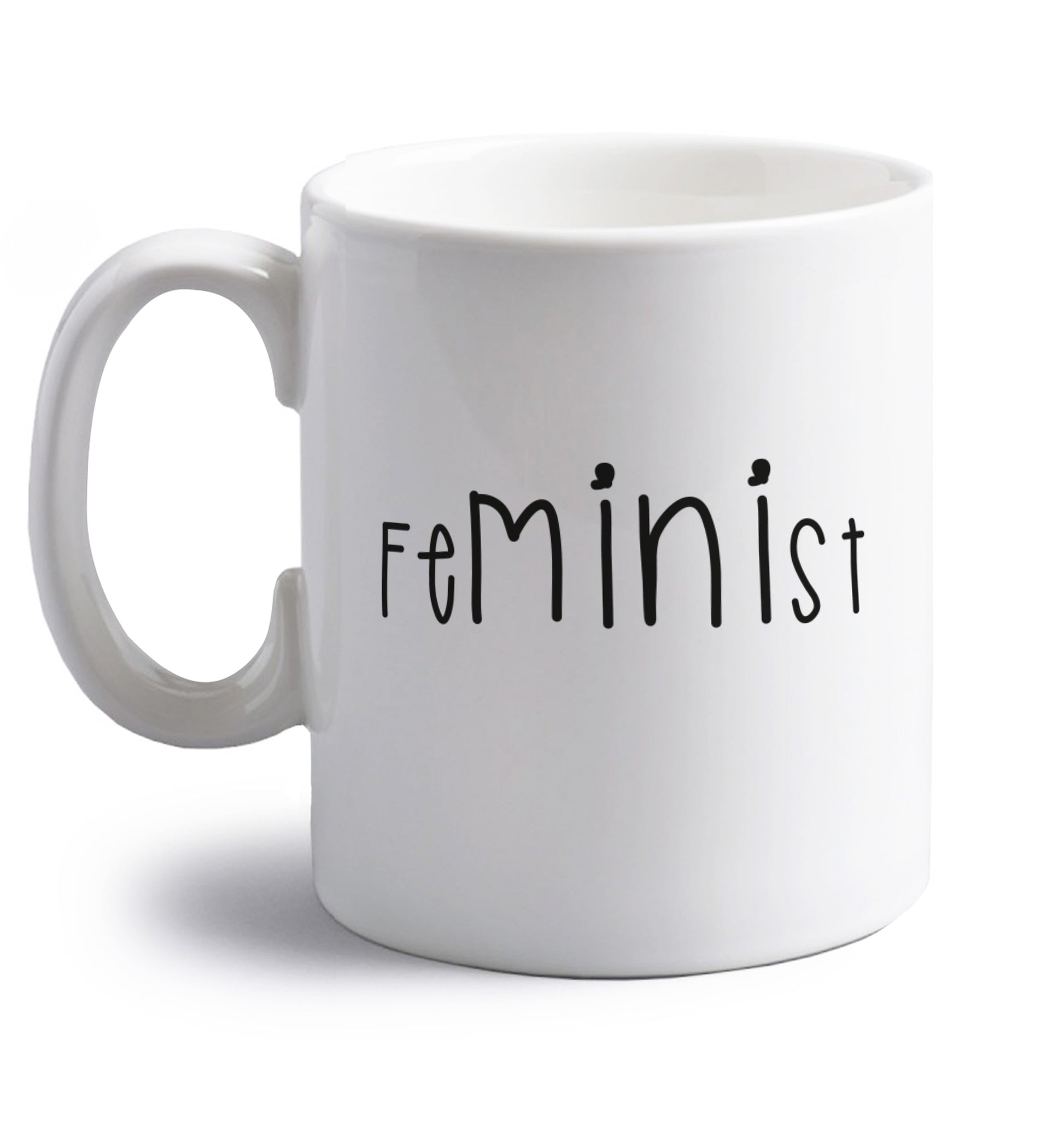FeMINIst right handed white ceramic mug 